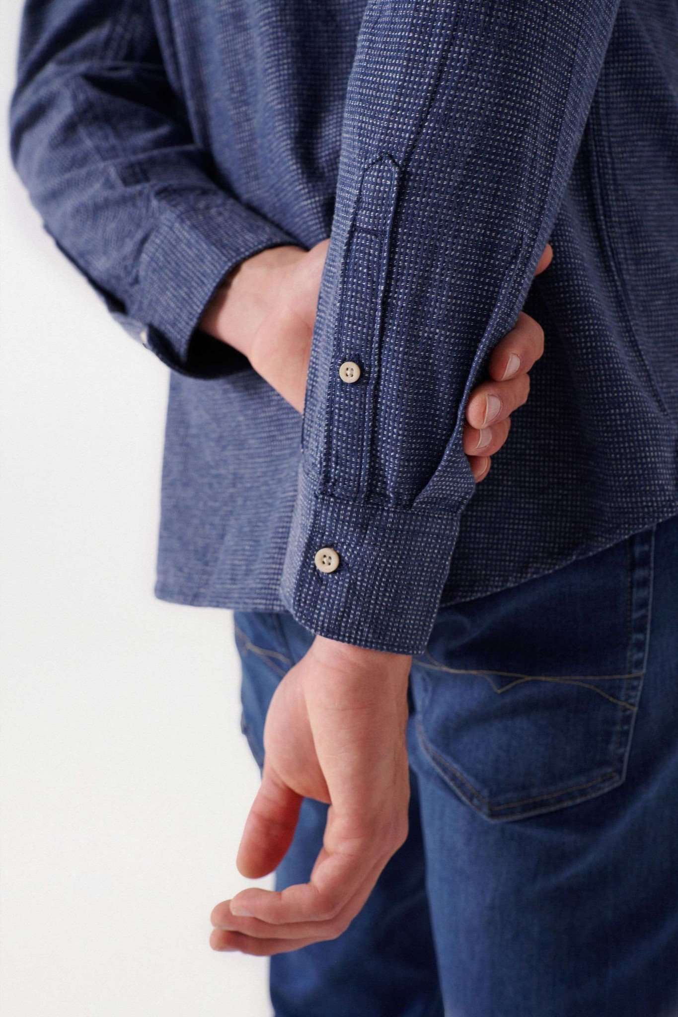 Check Blue Shirt in Dark Blue Hemden Salsa Jeans