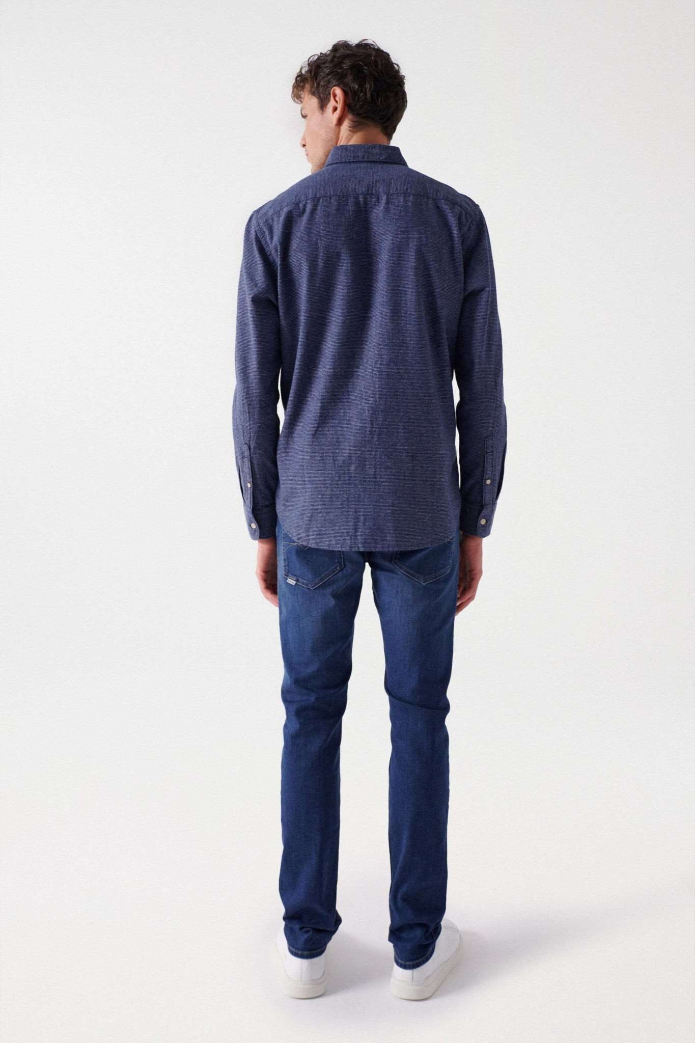 Check Blue Shirt in Dark Blue Hemden Salsa Jeans   