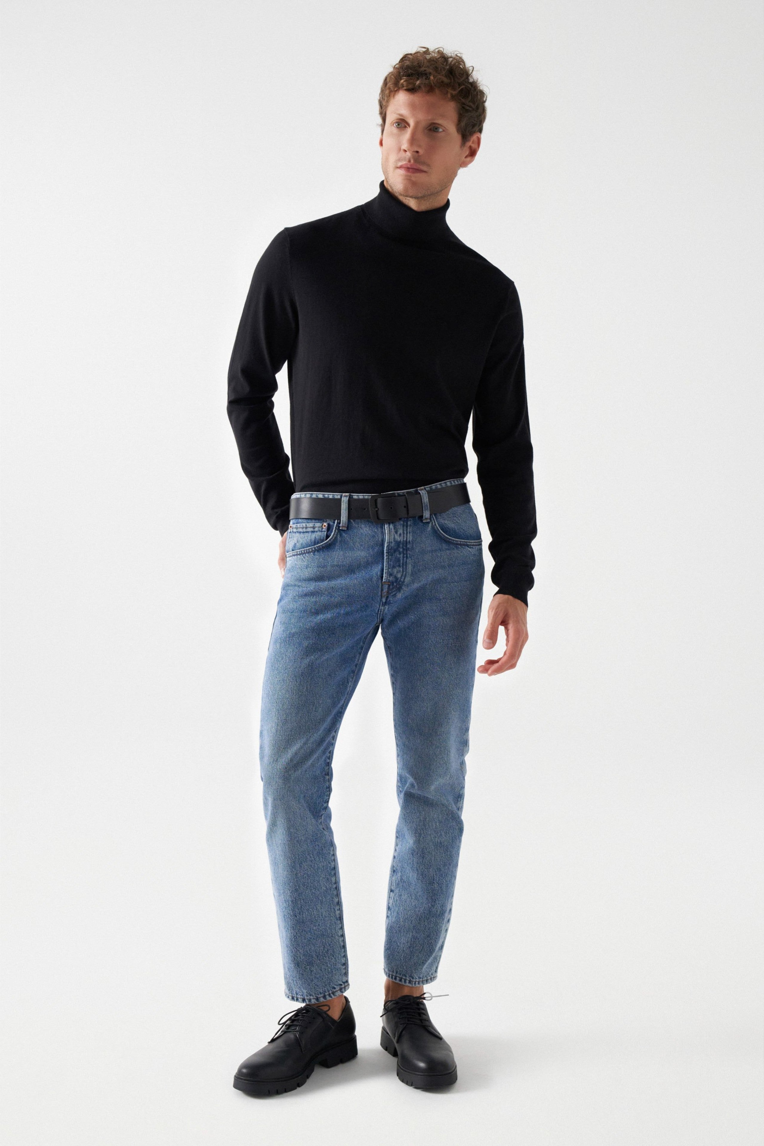 Basic Leather Belt in Black Gürtel Salsa Jeans