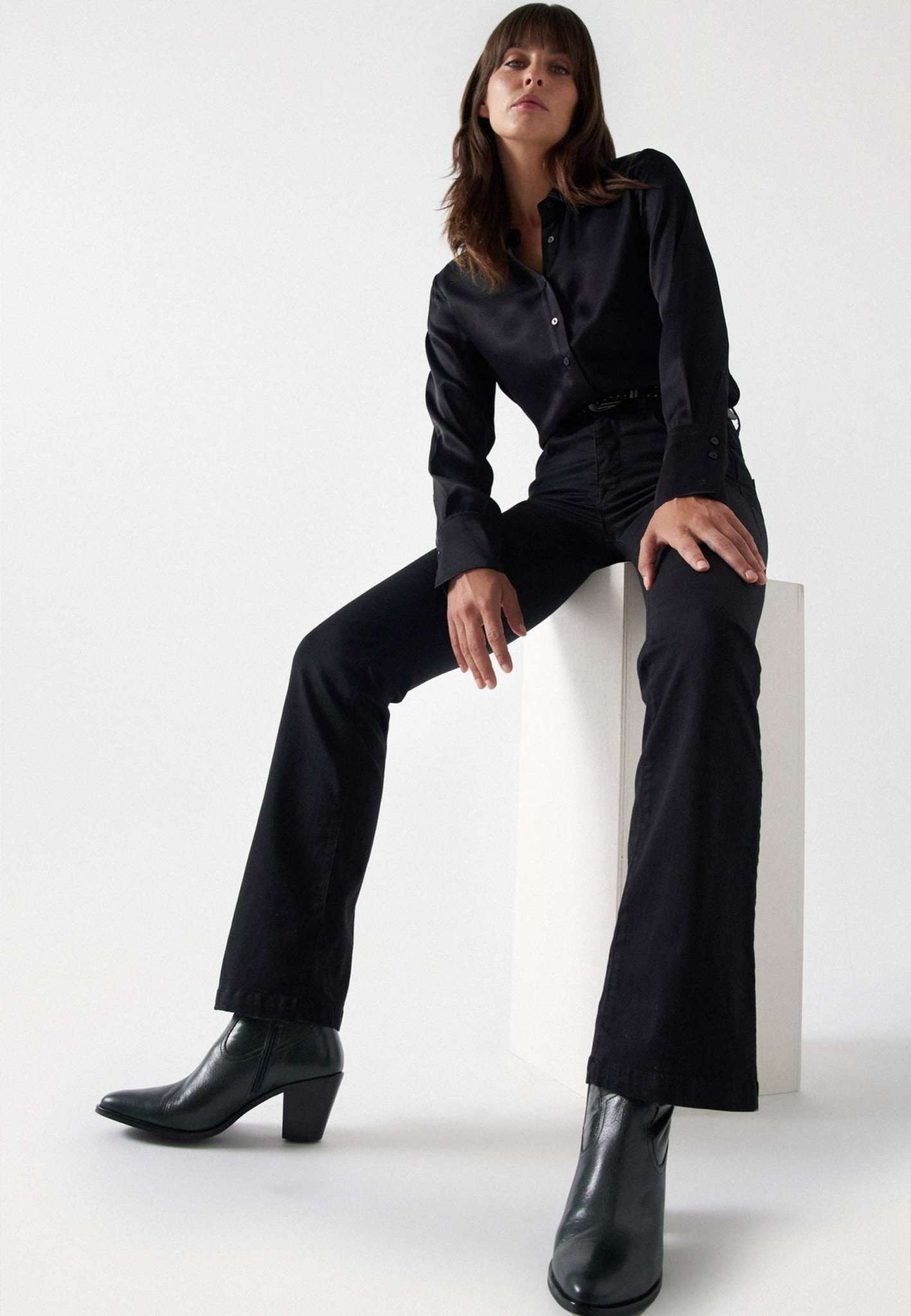 Premium Leather Cowboy Boots in Black Stiefeletten Salsa Jeans