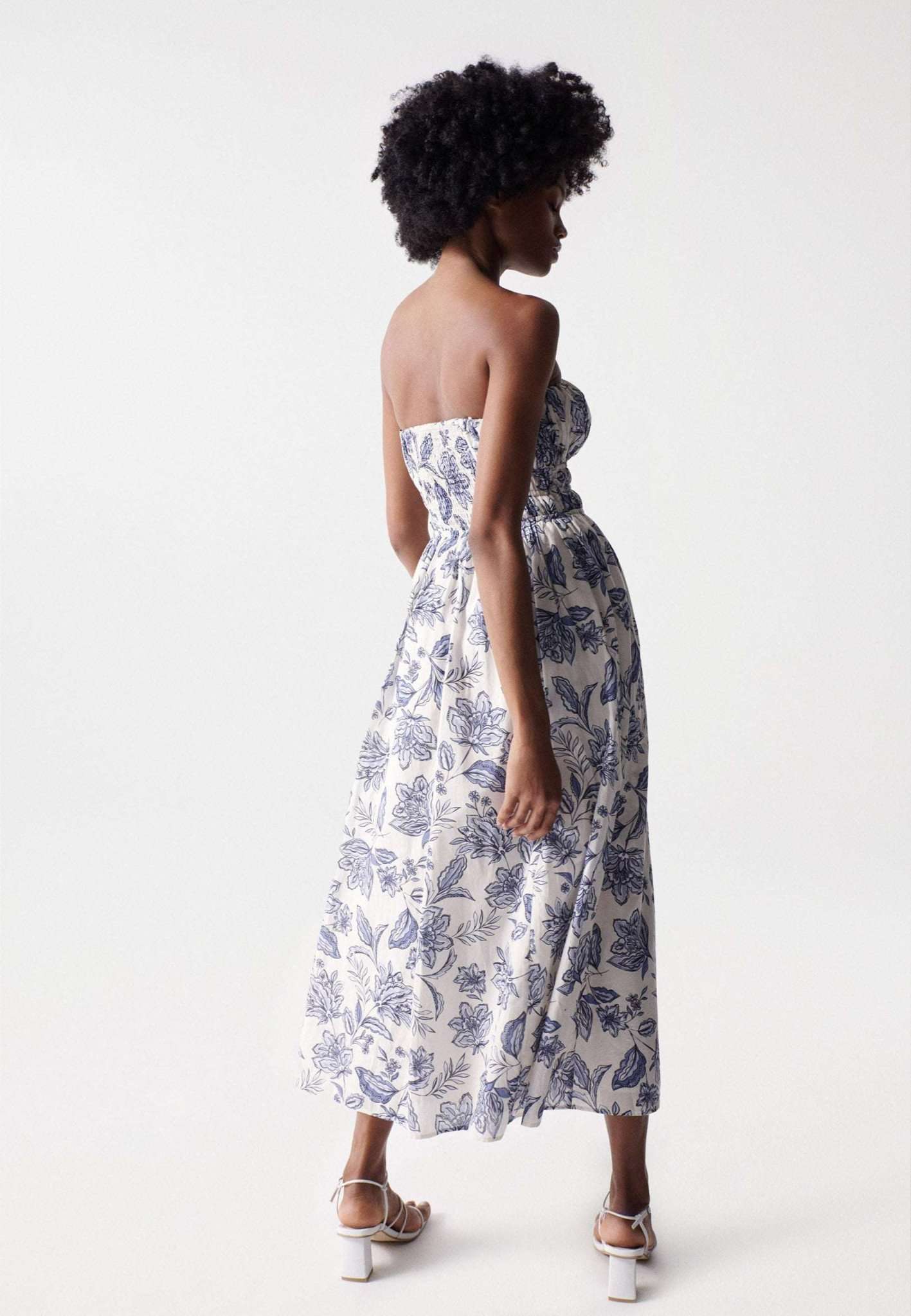 Floral Printed Midi Dress in Light Pearl Kleider Salsa Jeans