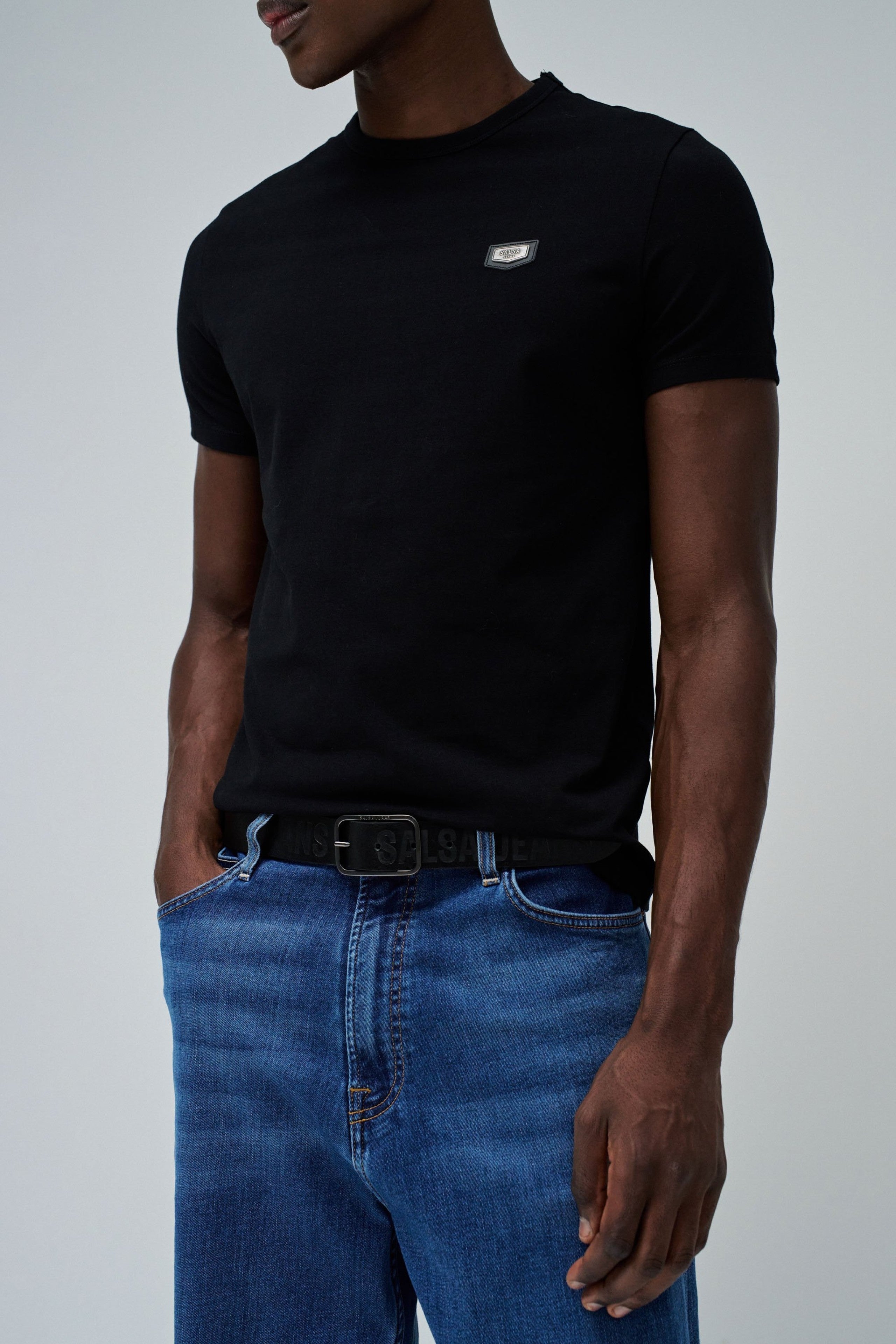 Embossed Salsa Jeans Leather Belt in Black Gürtel Salsa Jeans