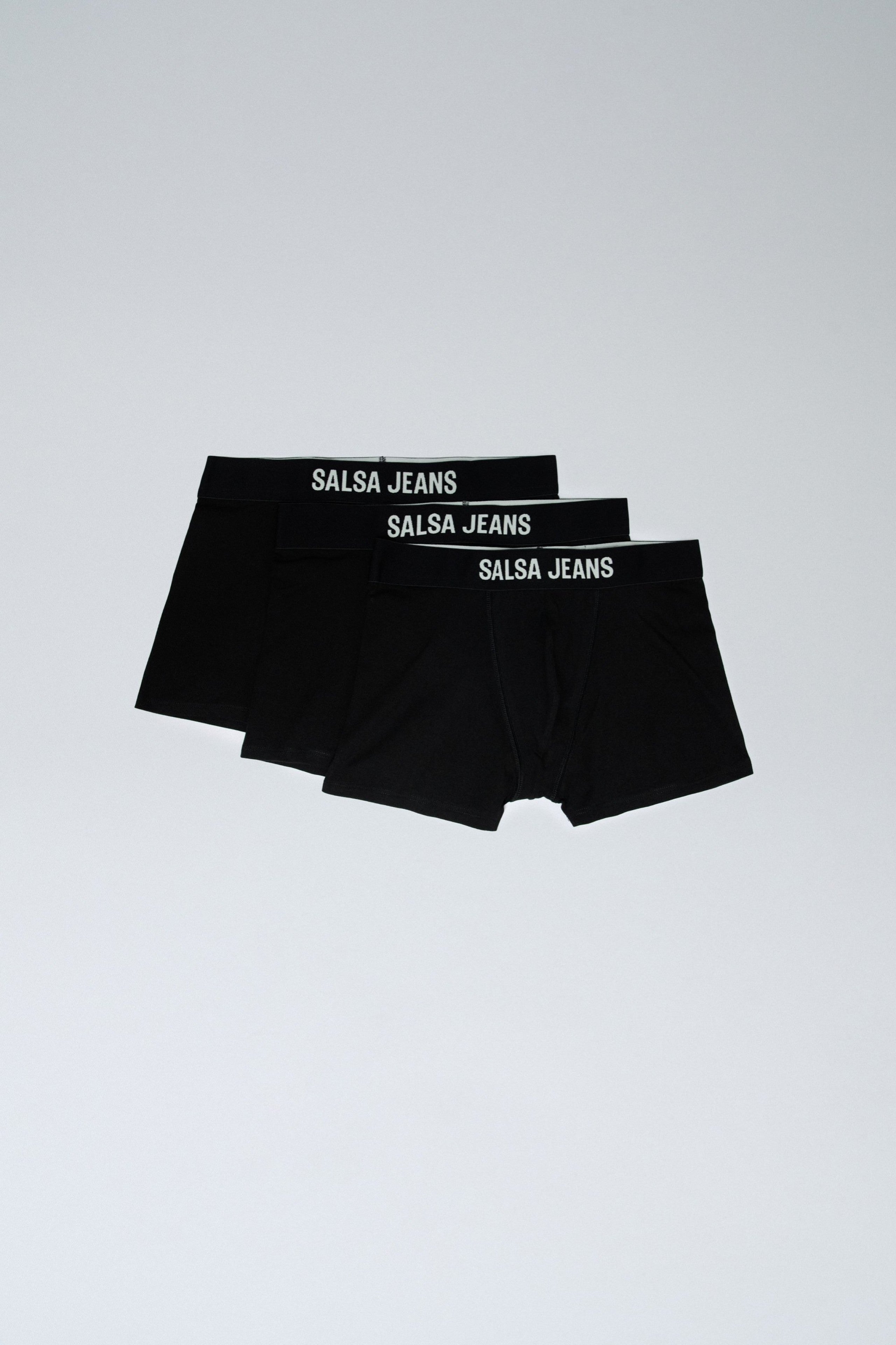 3 Branding And Solid Trunks Pack in Black Unterwäsche Salsa Jeans