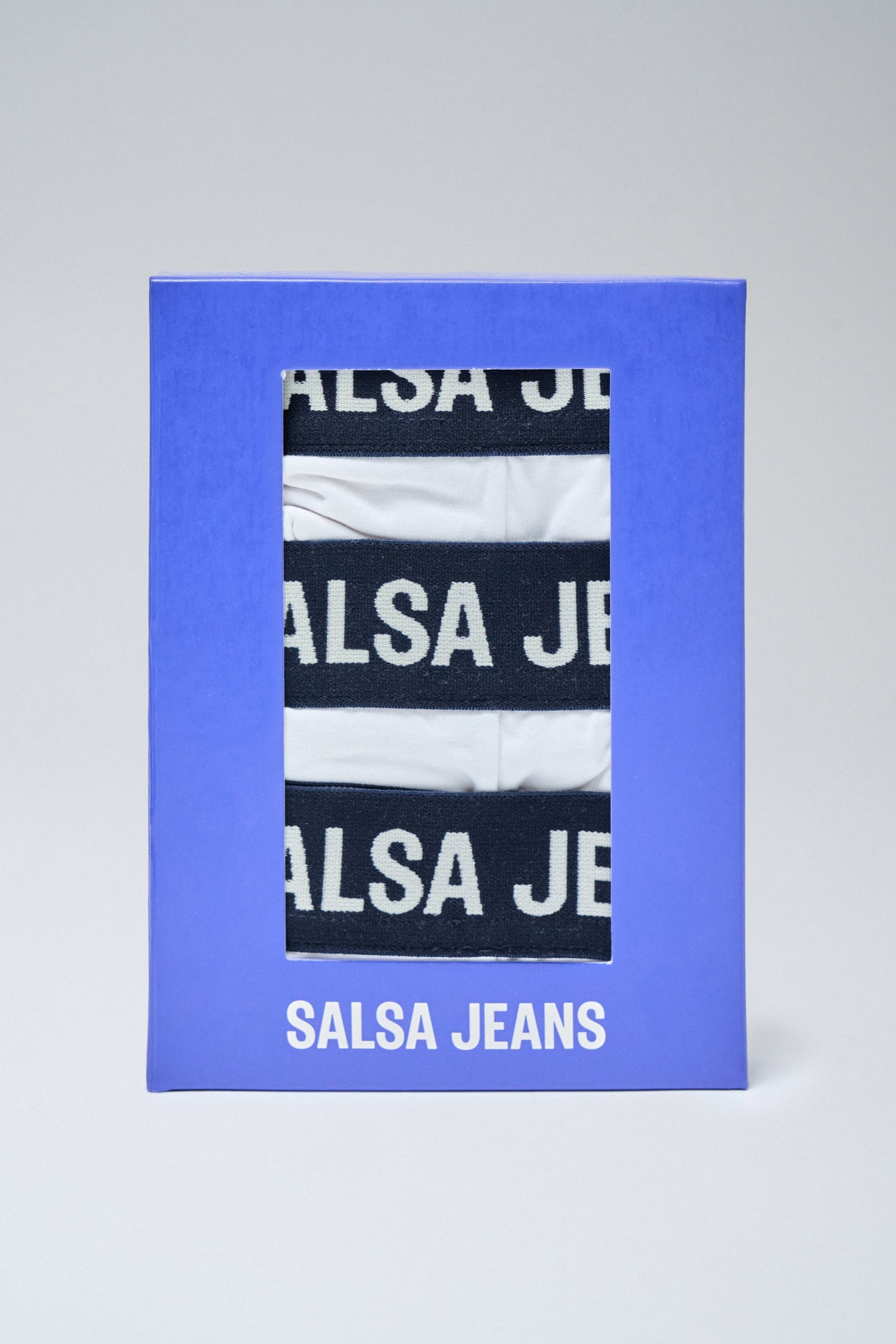 3 Branding And Solid Trunks Pack in White Unterwäsche Salsa Jeans