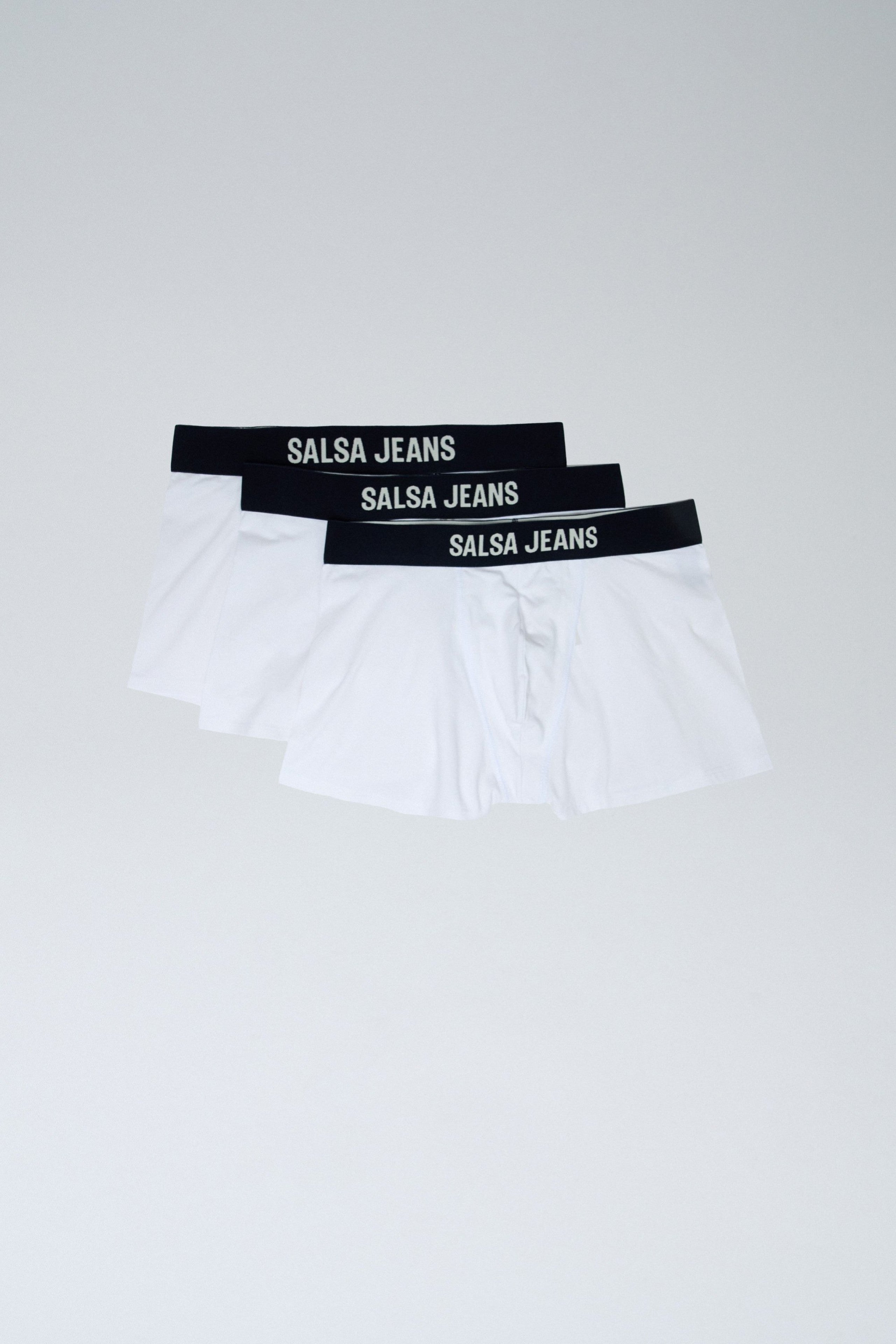 3 Branding And Solid Trunks Pack in White Unterwäsche Salsa Jeans