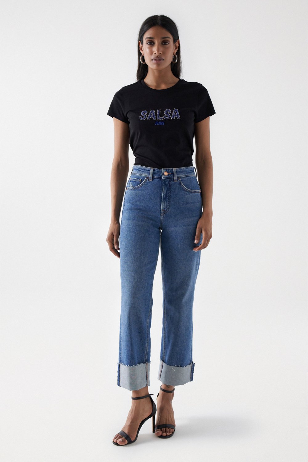 T-Shirt Institutional Beaded in Black T-Shirts Salsa Jeans