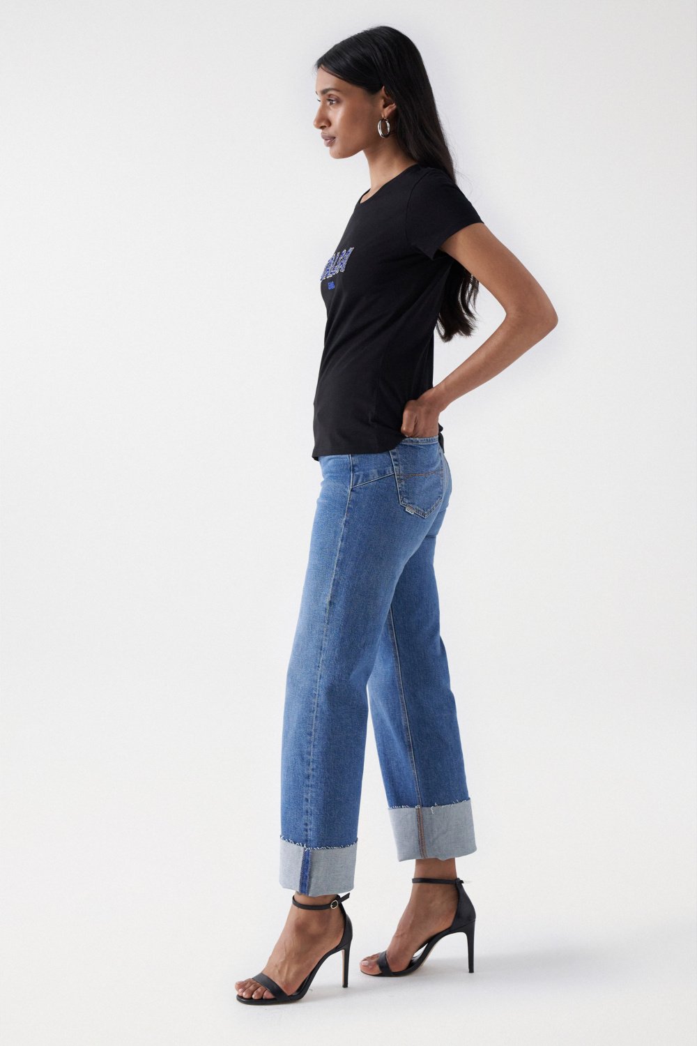 T-Shirt Institutional Beaded in Black T-Shirts Salsa Jeans