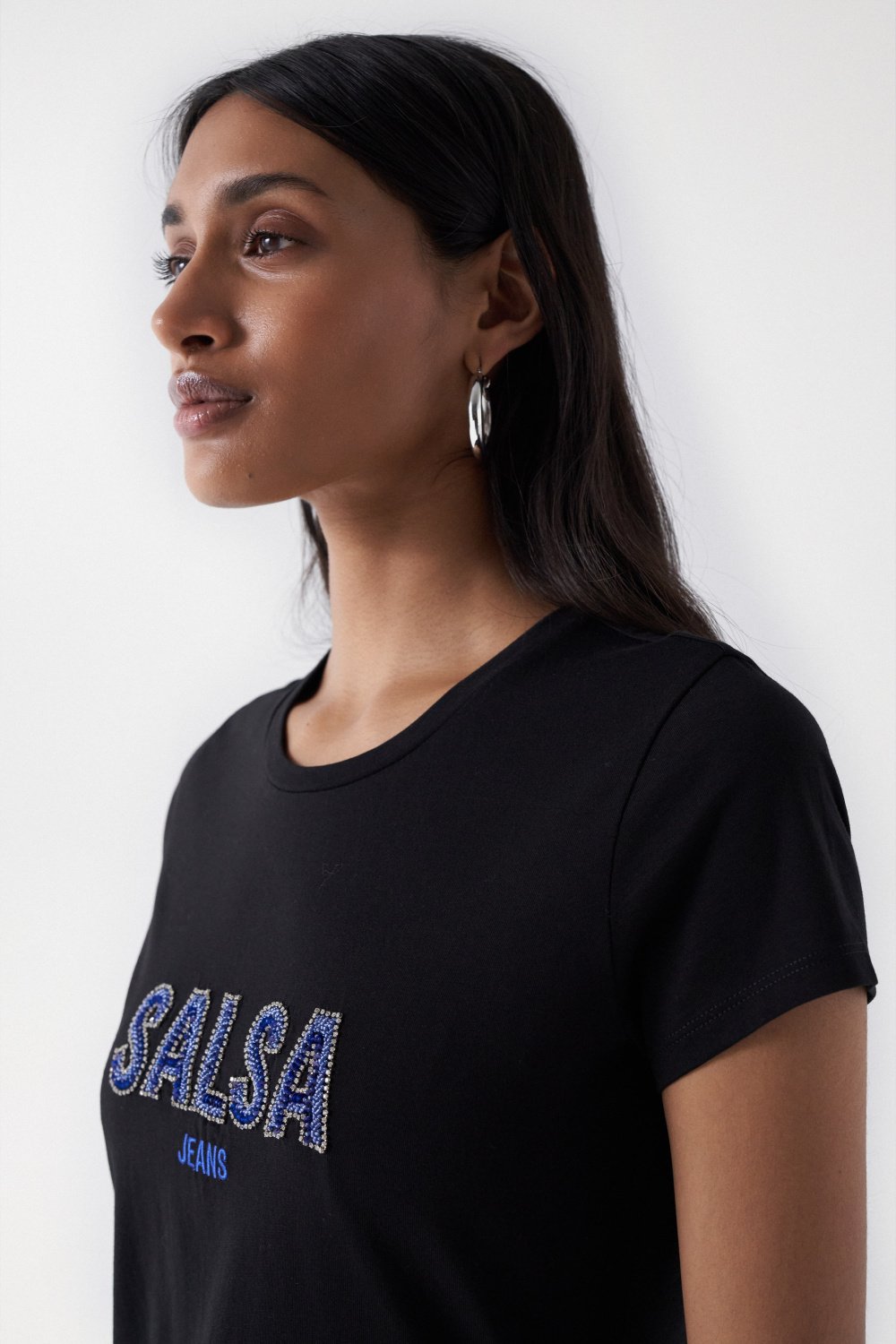 T-Shirt Institutional Beaded in Black T-Shirts Salsa Jeans