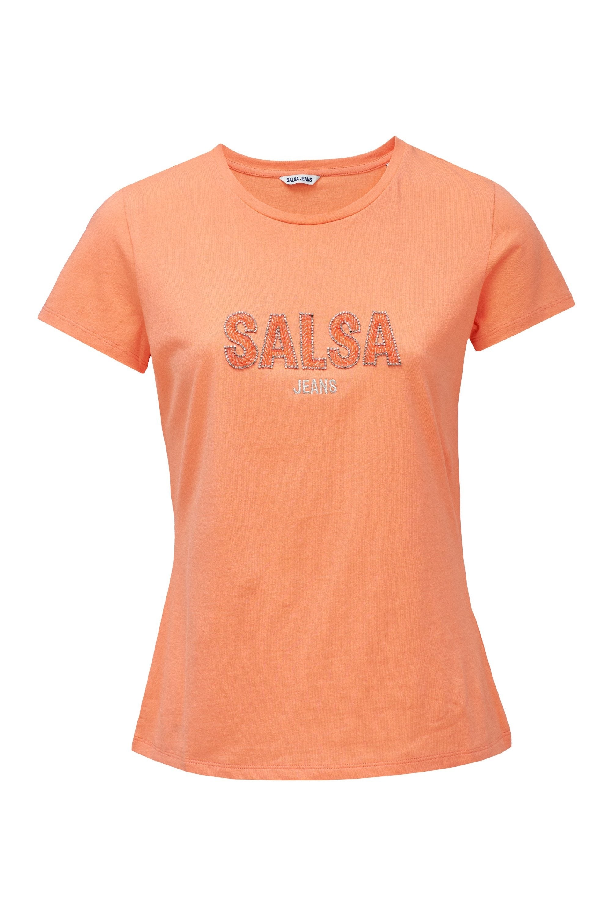 Institutional Beaded Branding T-Shirt in Light Orange T-Shirts Salsa Jeans