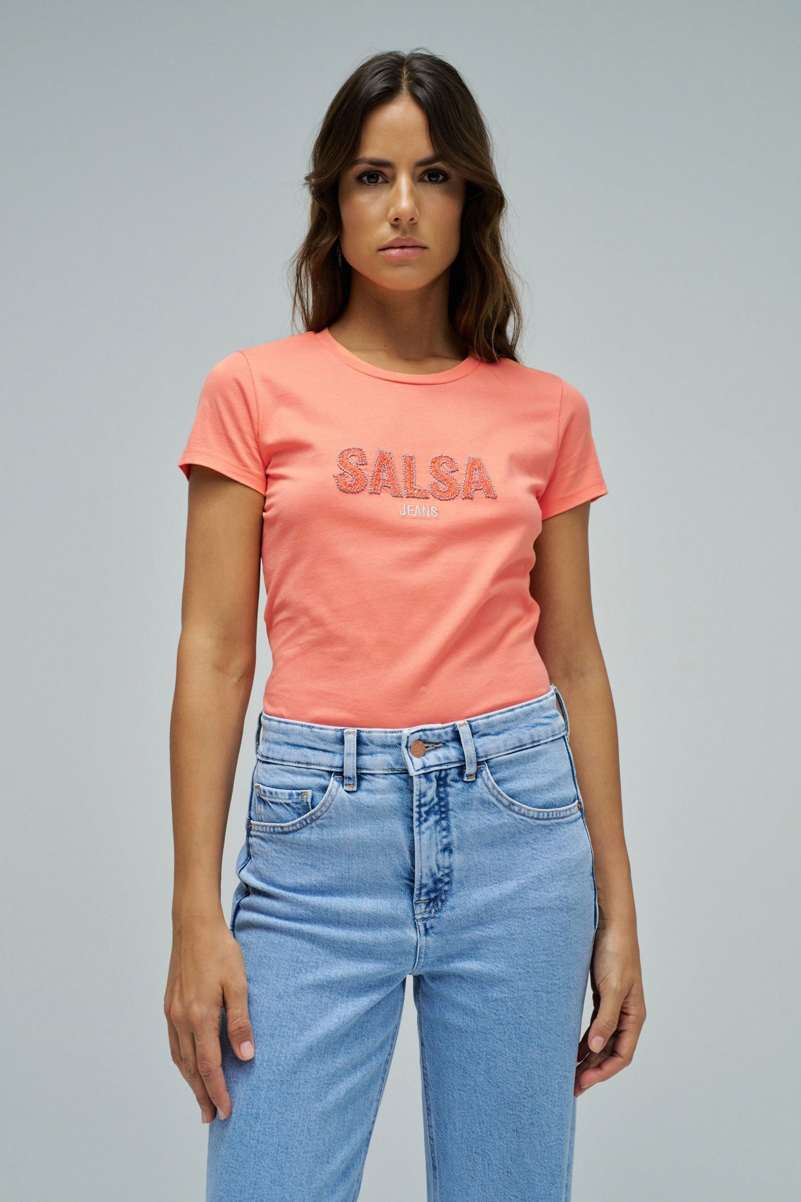 Institutional Beaded Branding T-Shirt in Light Orange