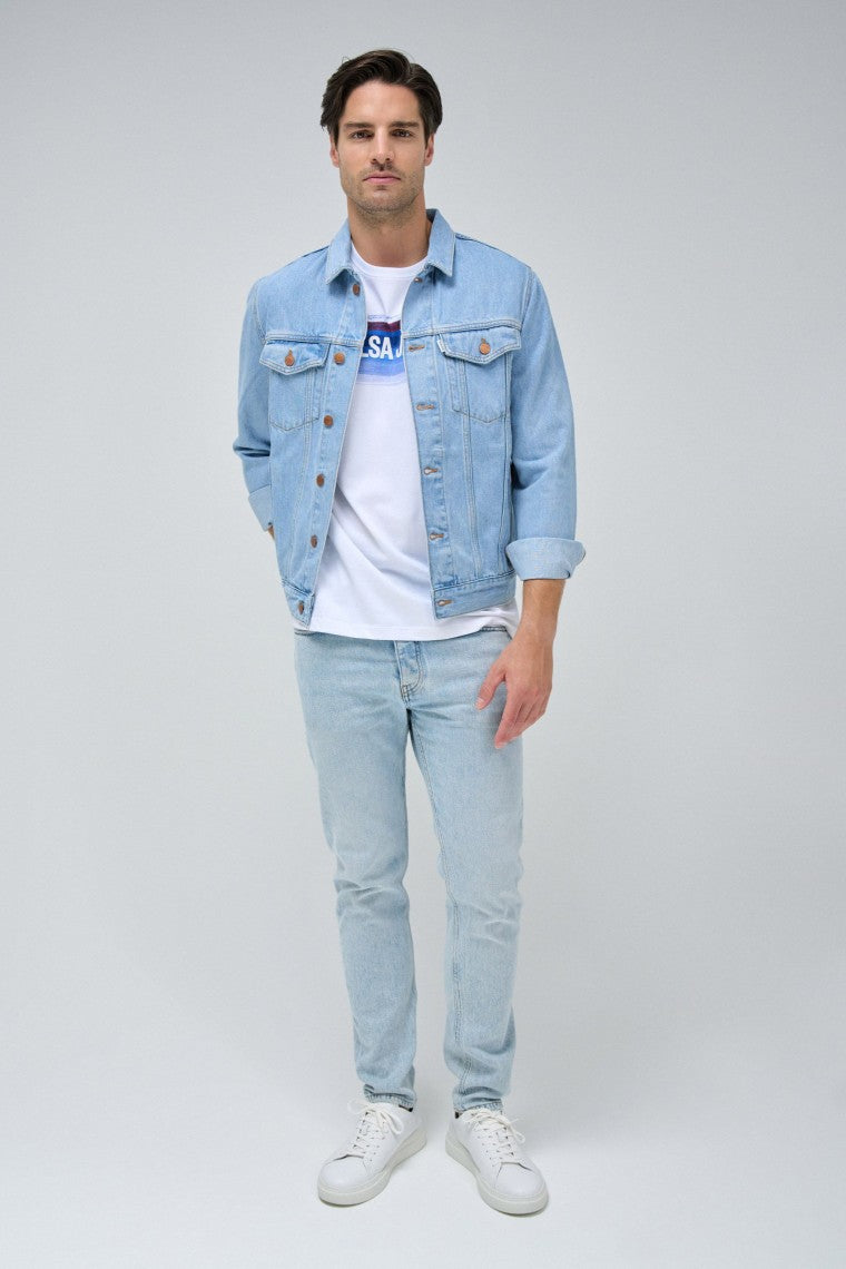 T-Shirt Chest Print Branding in White T-Shirts Salsa Jeans
