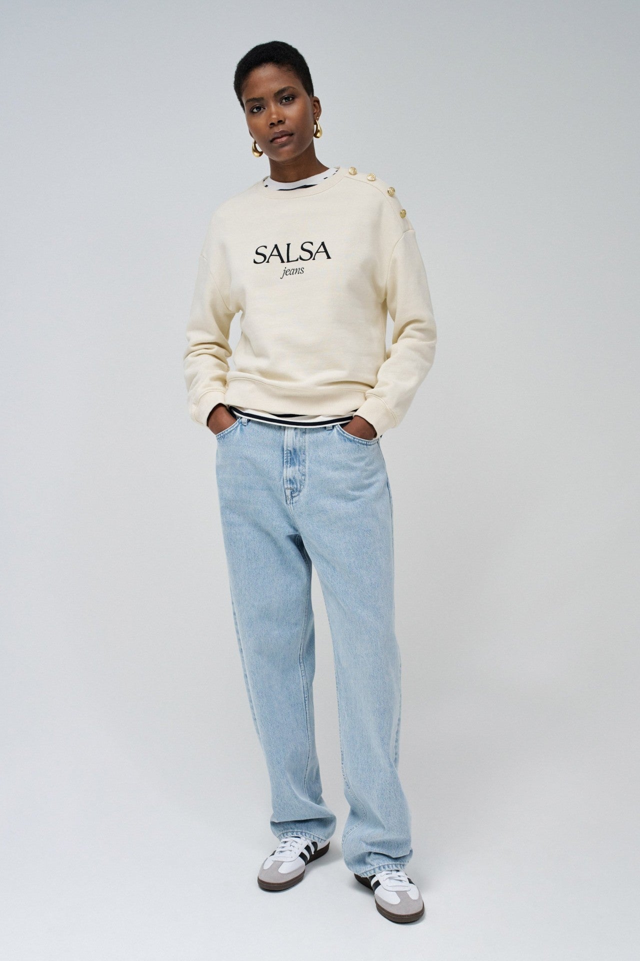 Branding Sweater in Light Beige Sweatshirts Salsa Jeans