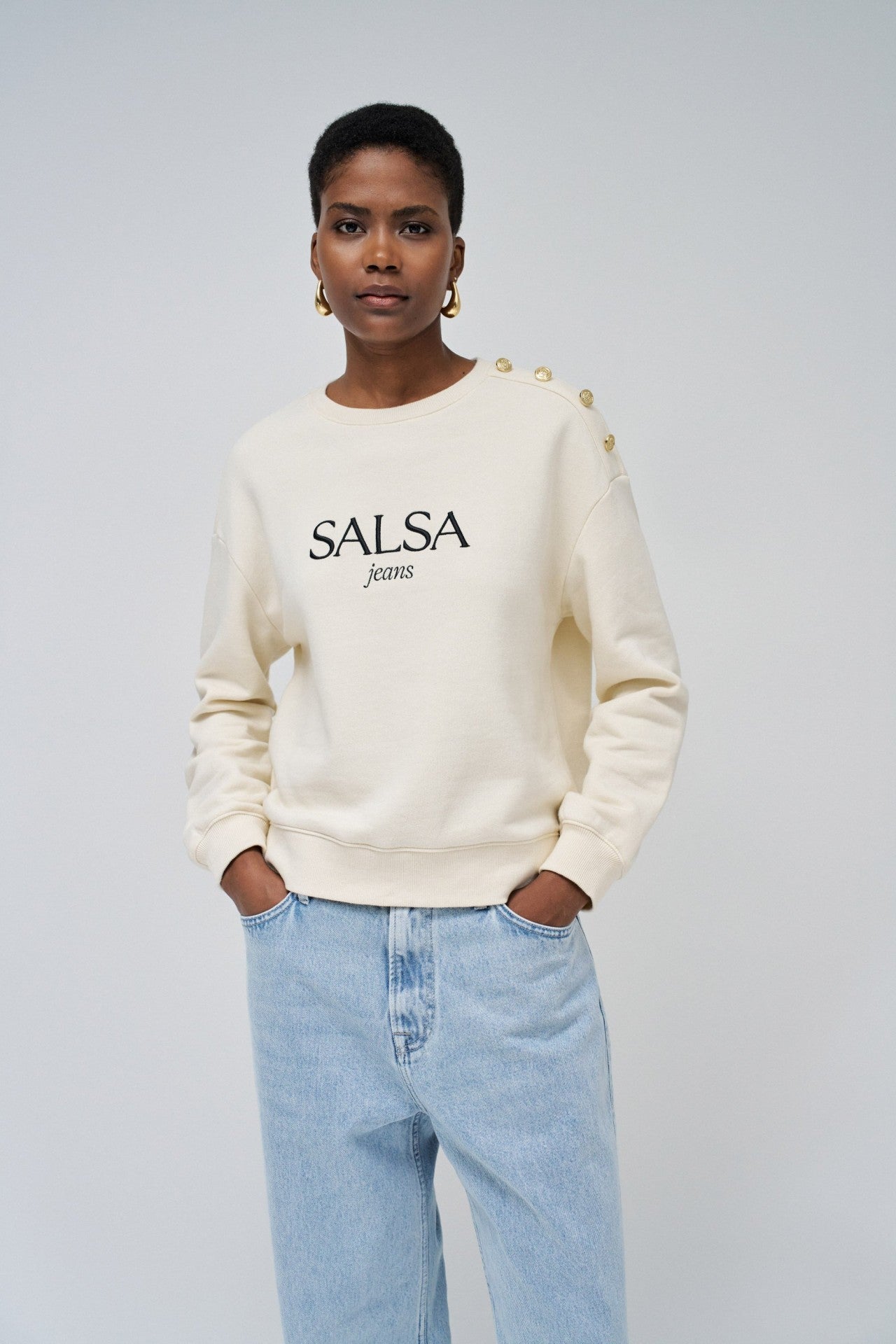 Branding Sweater in Light Beige Sweatshirts Salsa Jeans