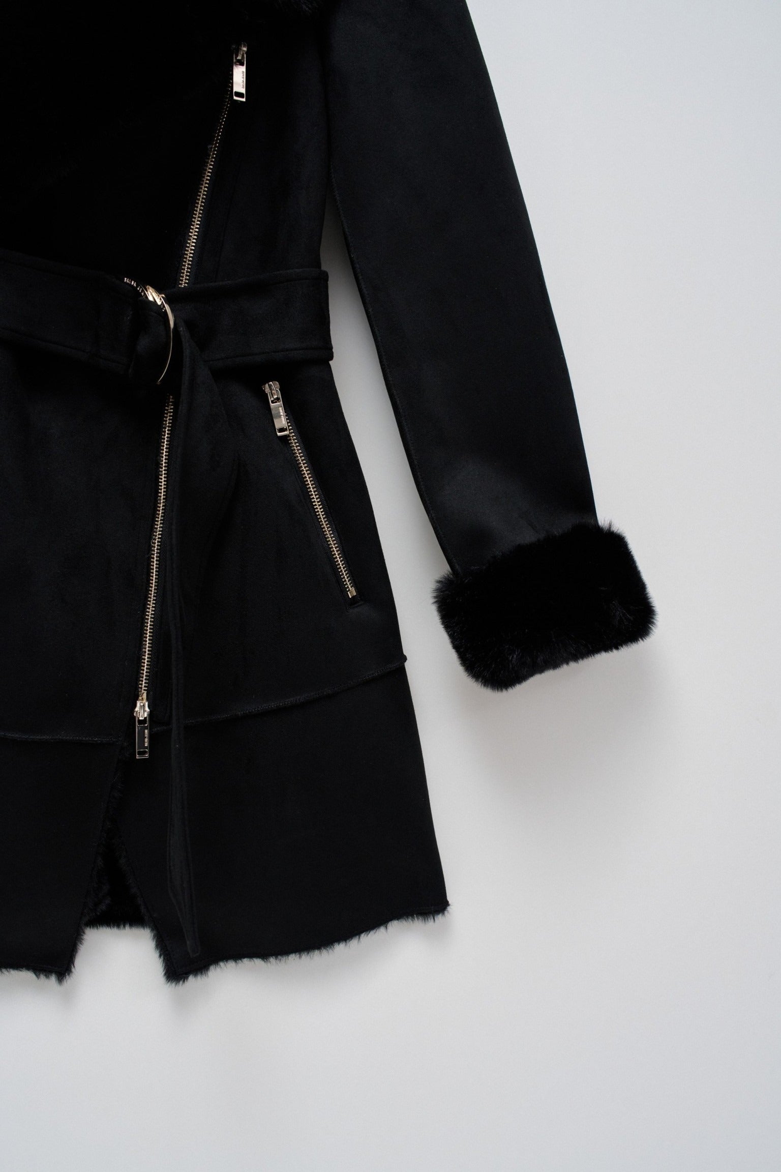 Long Shearling Coat in Black
