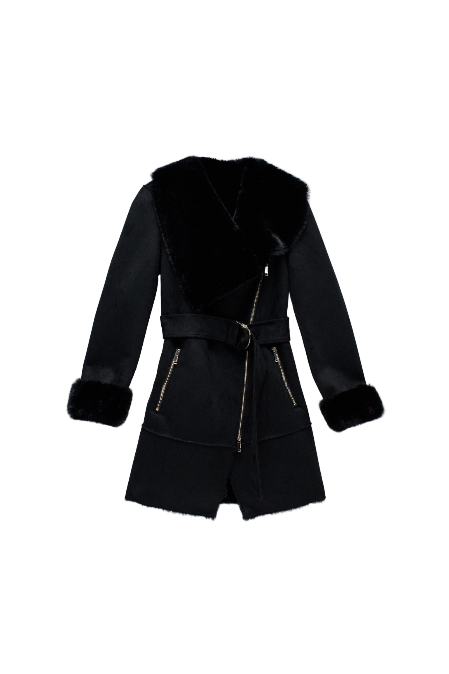 Long Shearling Coat in Black