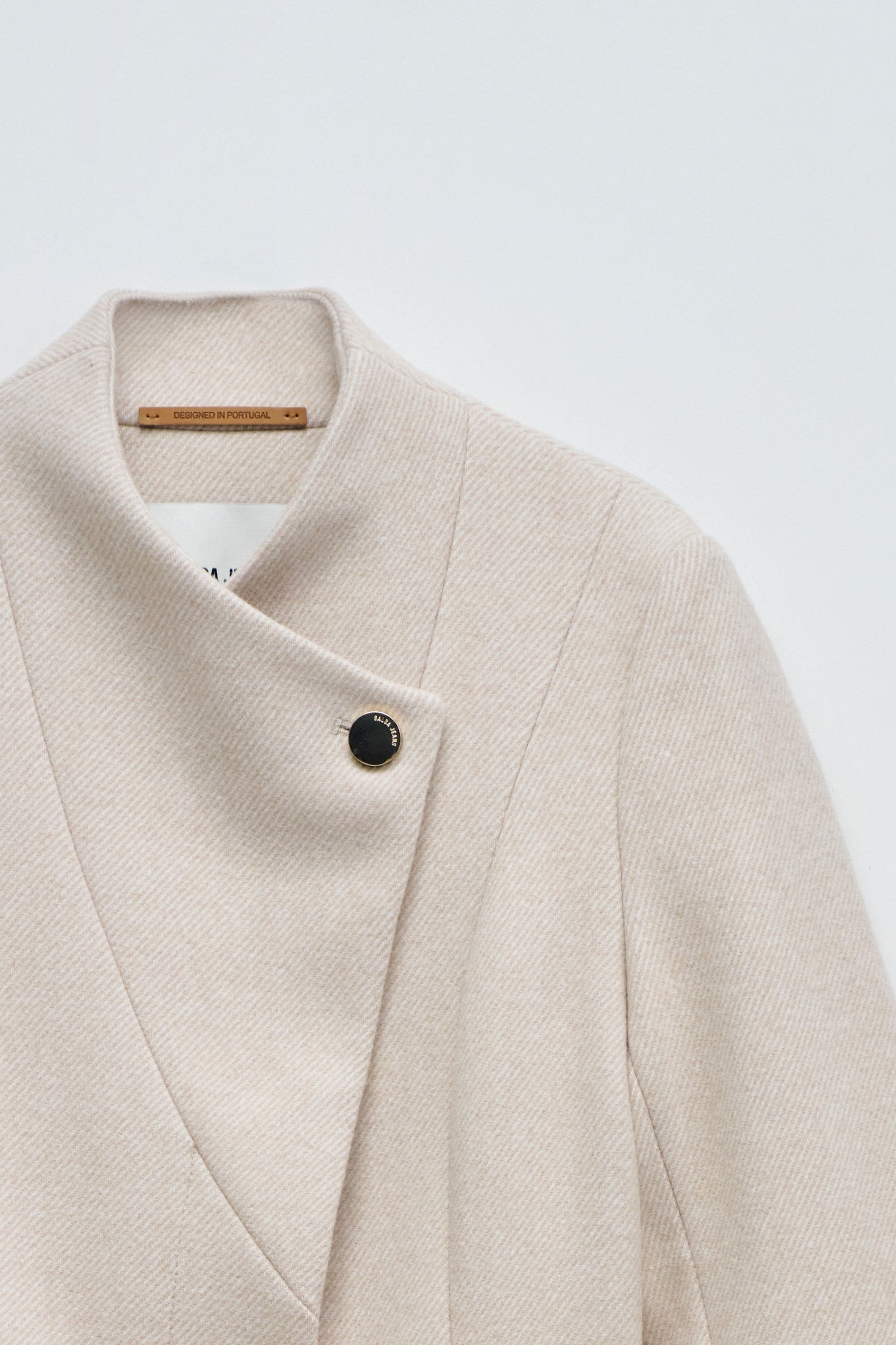 Long Wool Peacoat With Belt in Light Beige V1 Jacken Salsa Jeans
