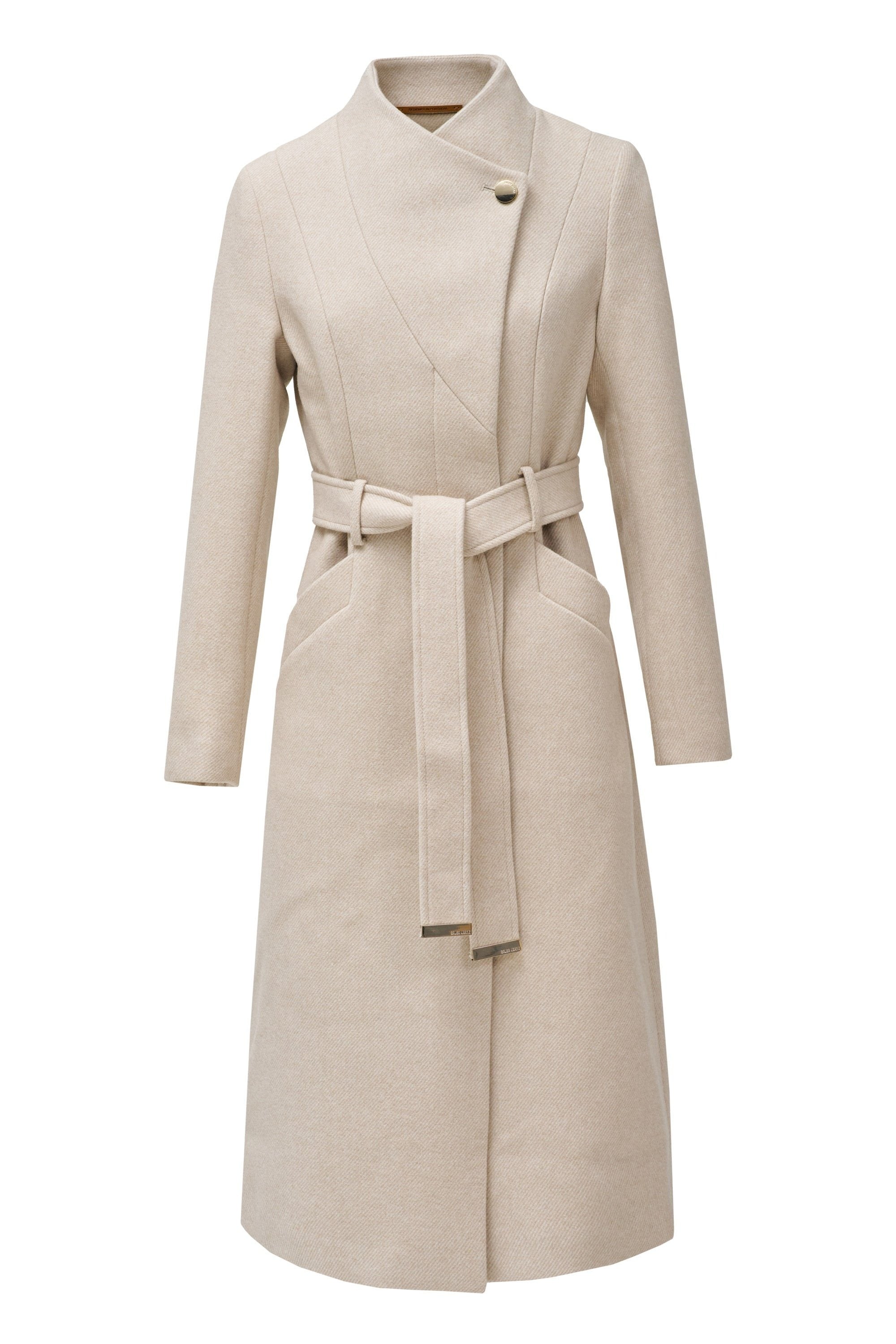 Long Wool Peacoat With Belt in Light Beige V1 Jacken Salsa Jeans
