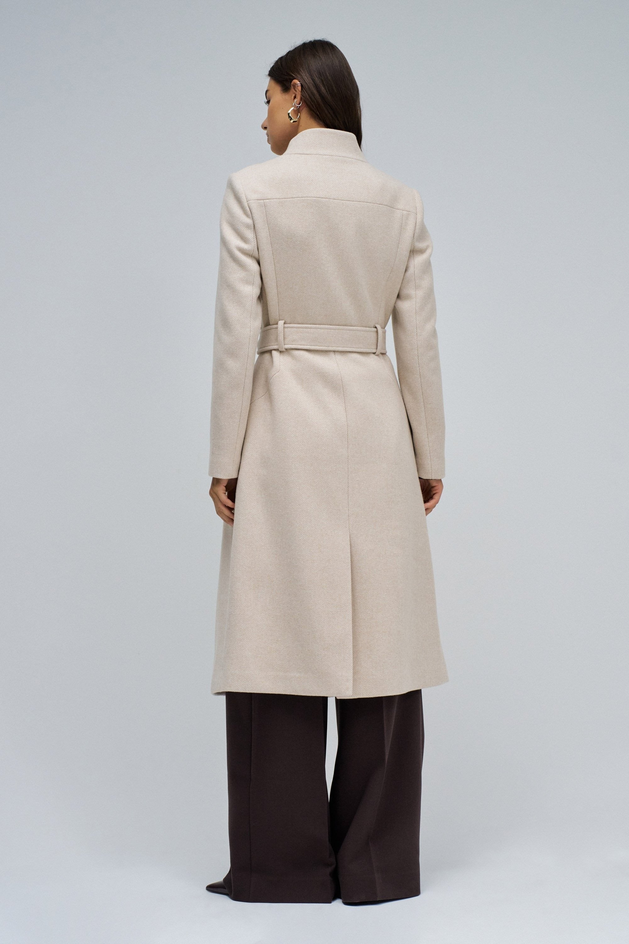 Long Wool Peacoat With Belt in Light Beige V1 Jacken Salsa Jeans