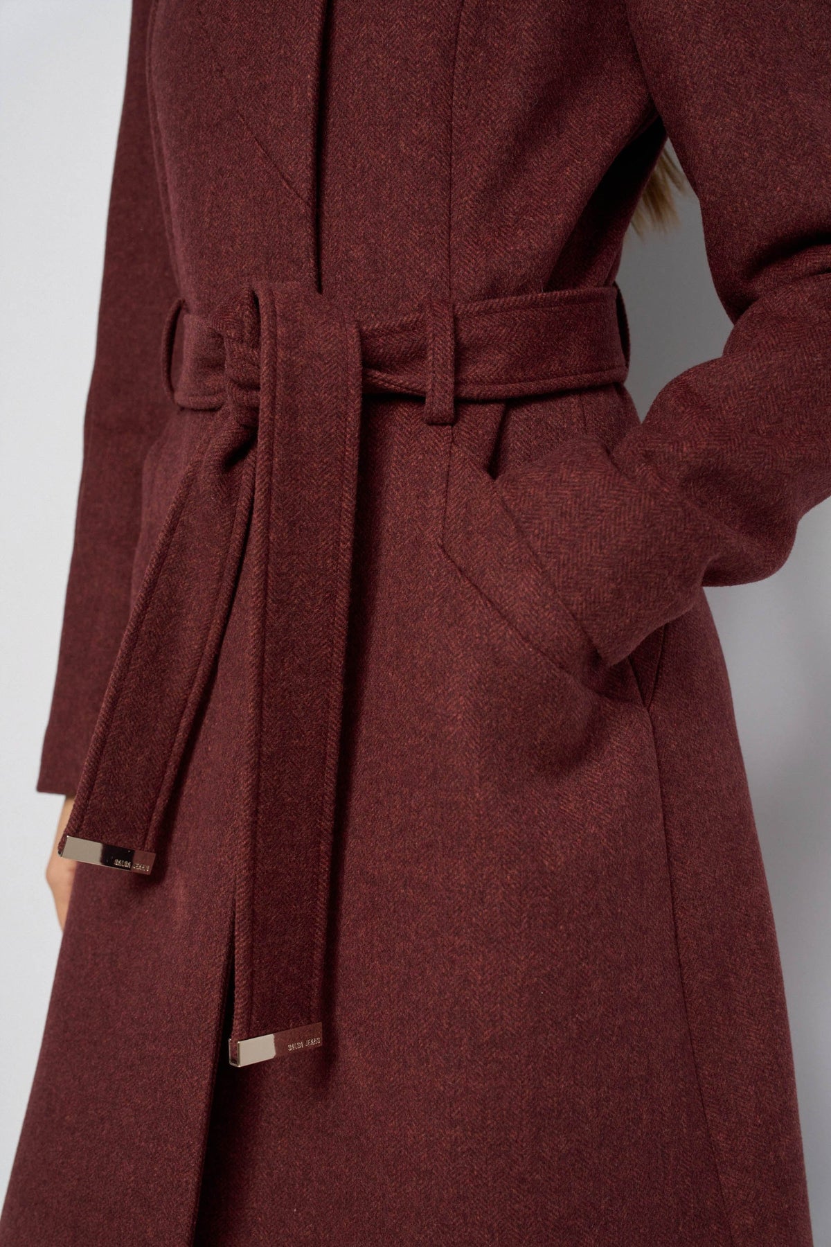 Wollmantel im Peacoat-Stil mit Gürtel in Dark Red V1 Jacken Salsa Jeans