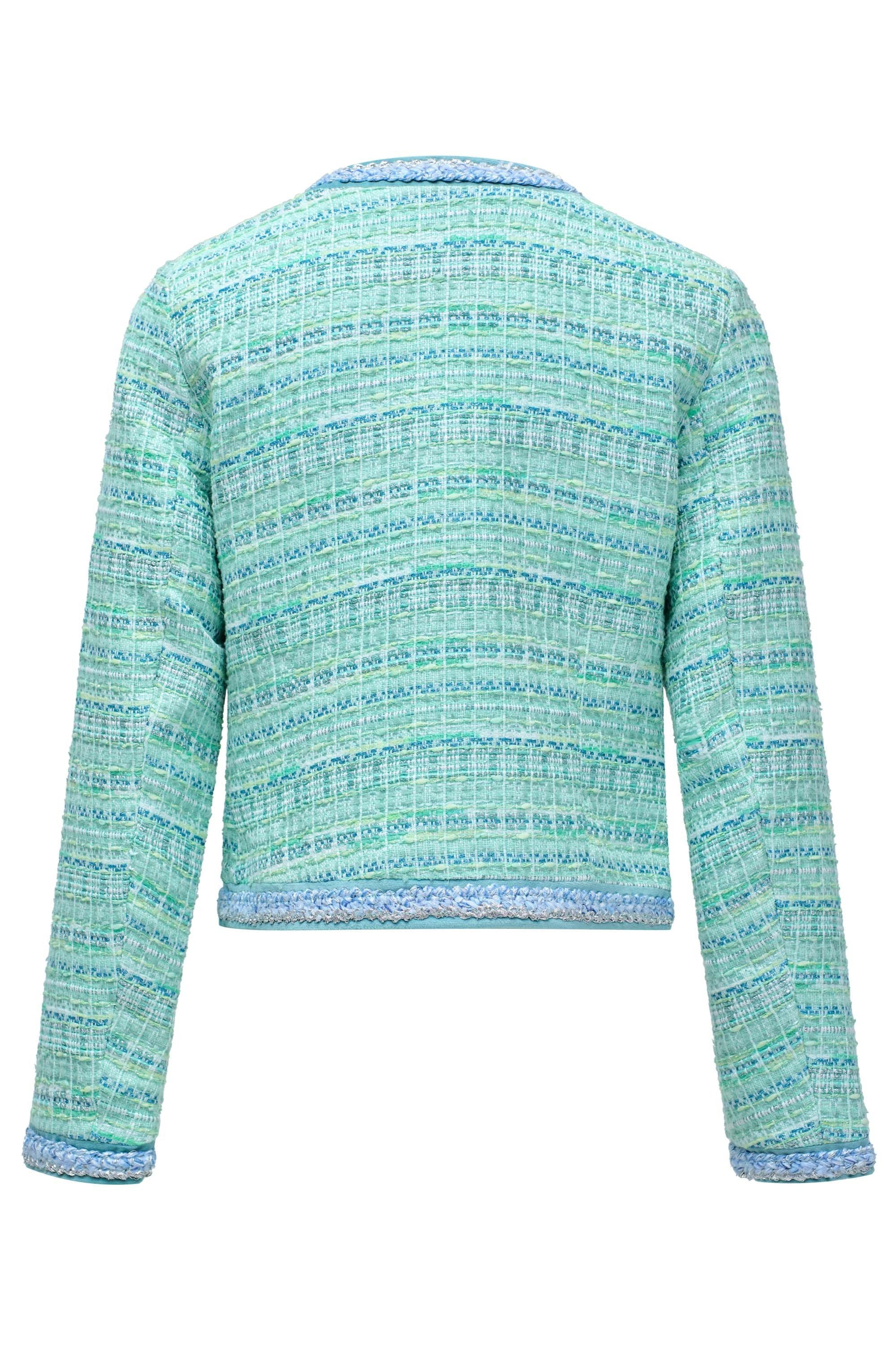 Colorful Tweed Chanel-Style Jacket in Light Green Jacken Salsa Jeans