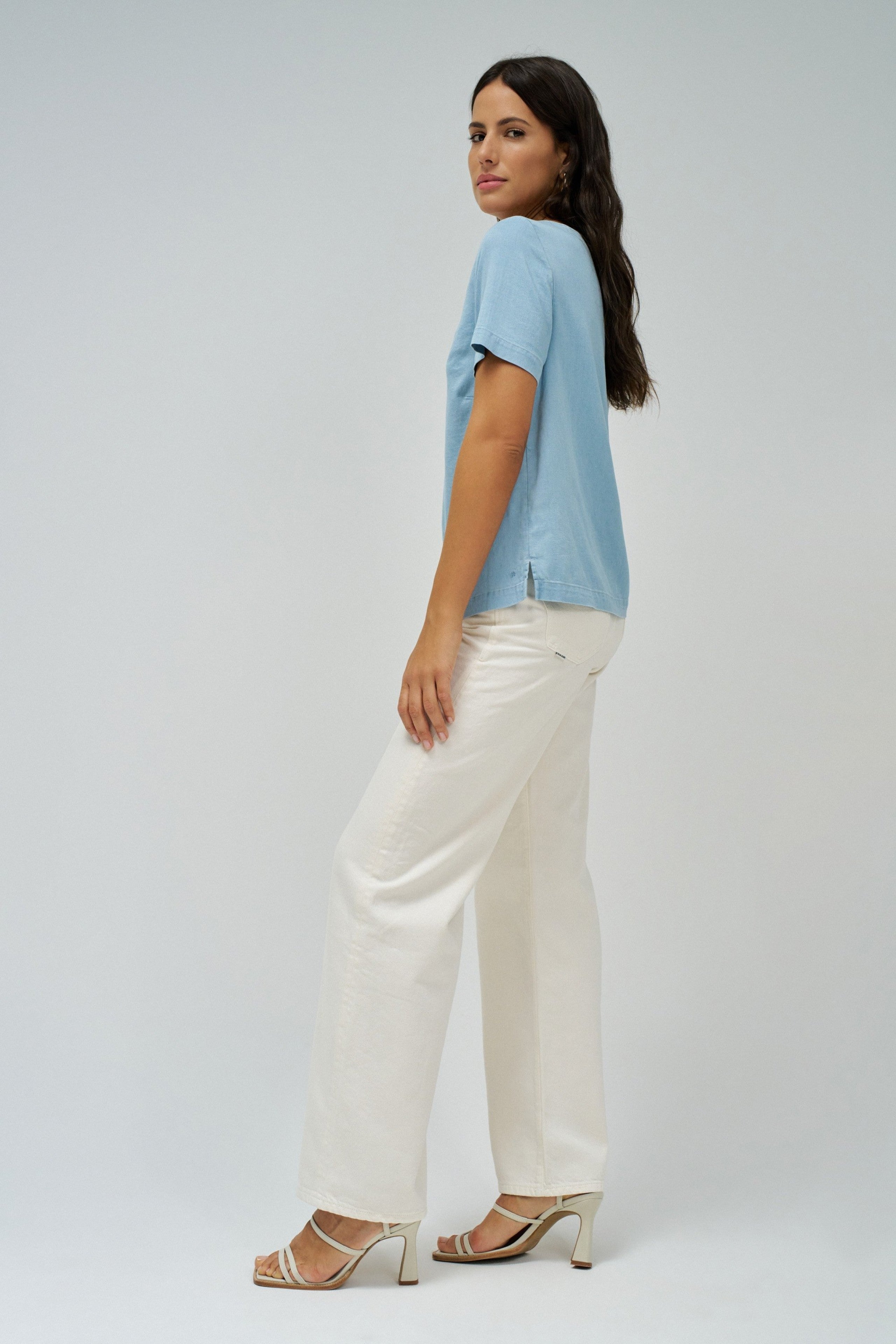 Lightdenim Blouse Metalic Detail in Light Wash Hemden Salsa Jeans