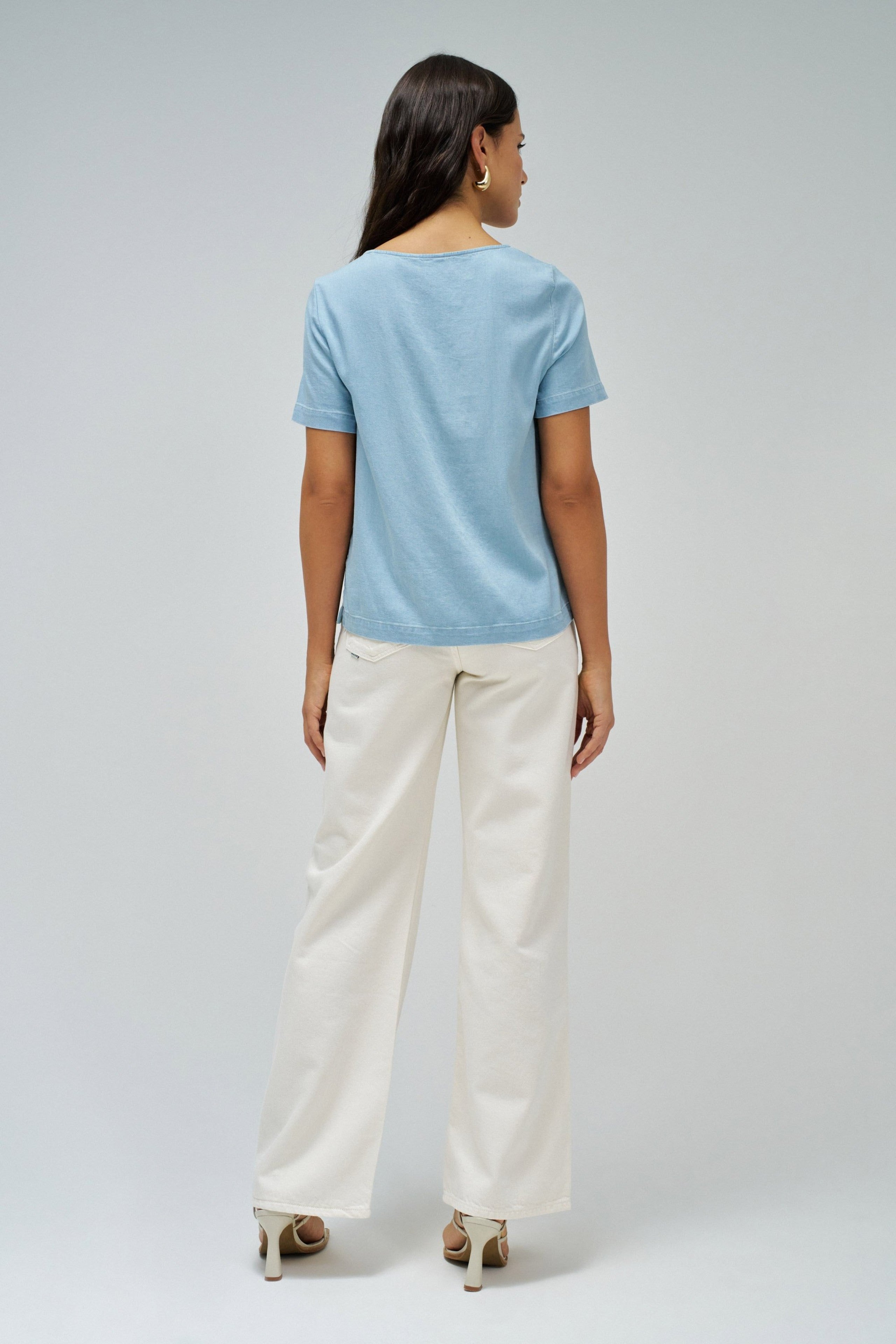 Lightdenim Blouse Metalic Detail in Light Wash Hemden Salsa Jeans