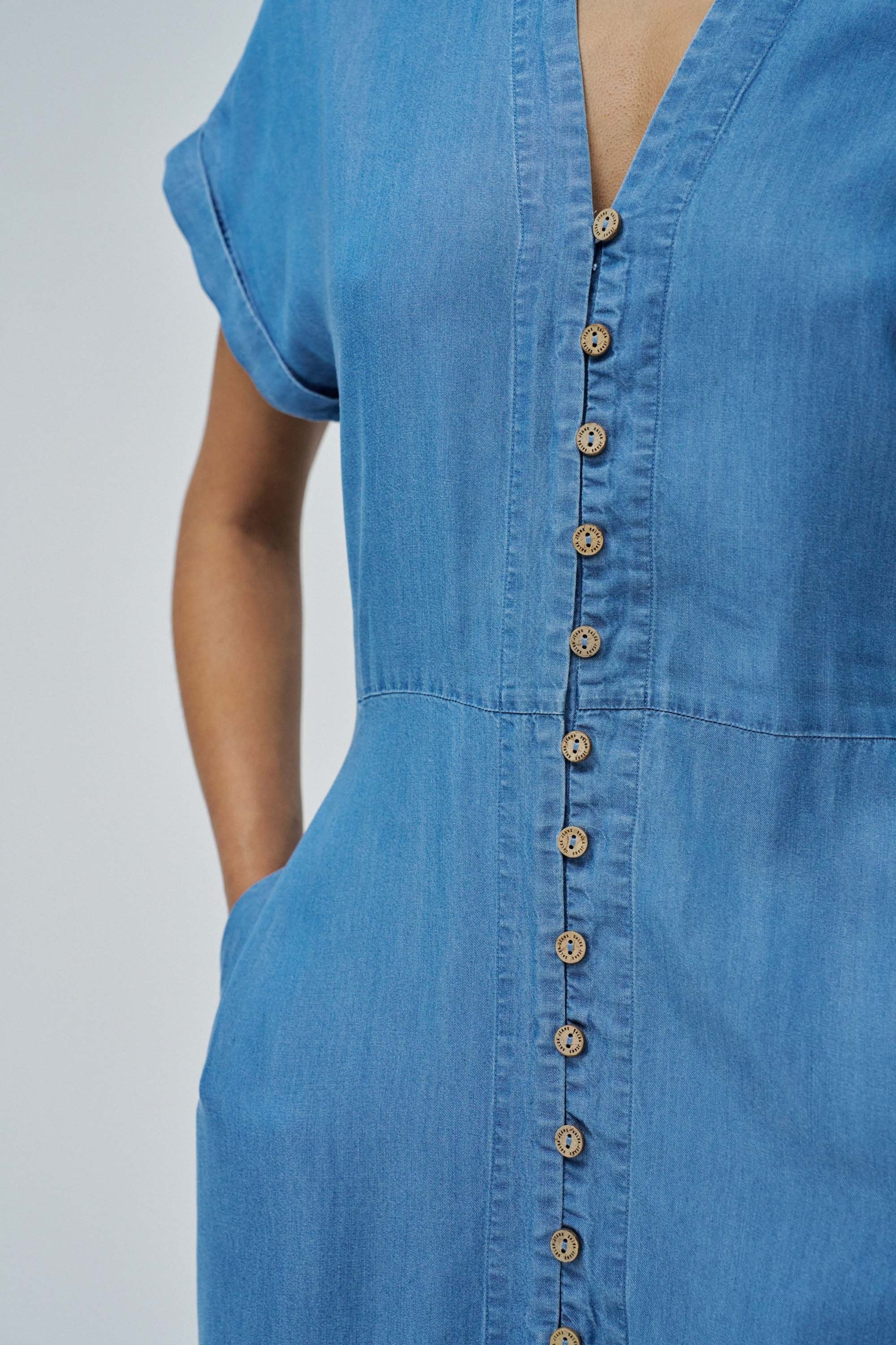 Lightdenim Dress With Belt in Medium Light Kleider Salsa Jeans