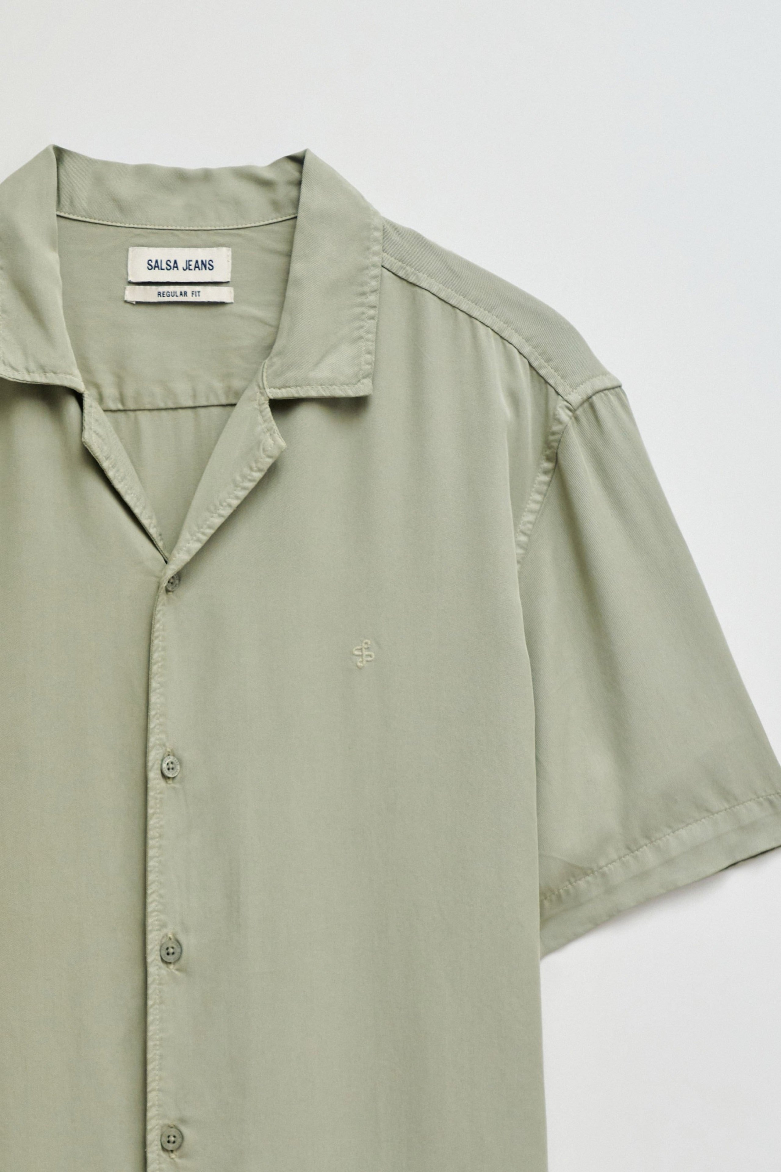 Shirt Light Denim in Dark Green V1 Hemden Salsa Jeans