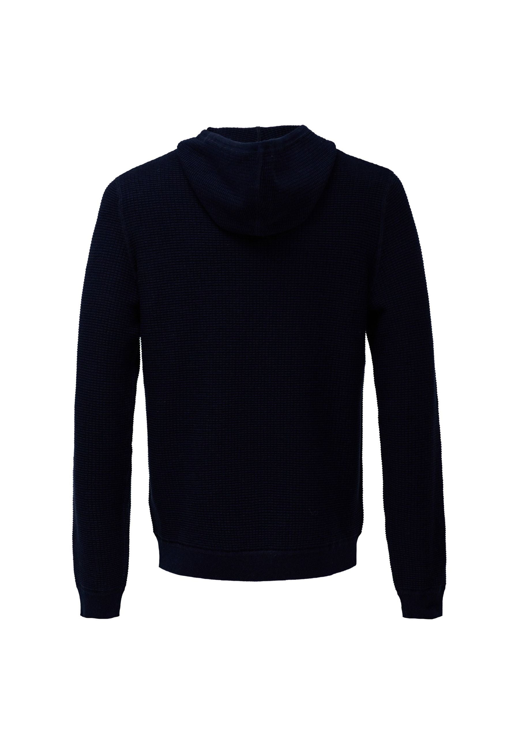 Waffle Knit Hoodie in Dark Blue V1