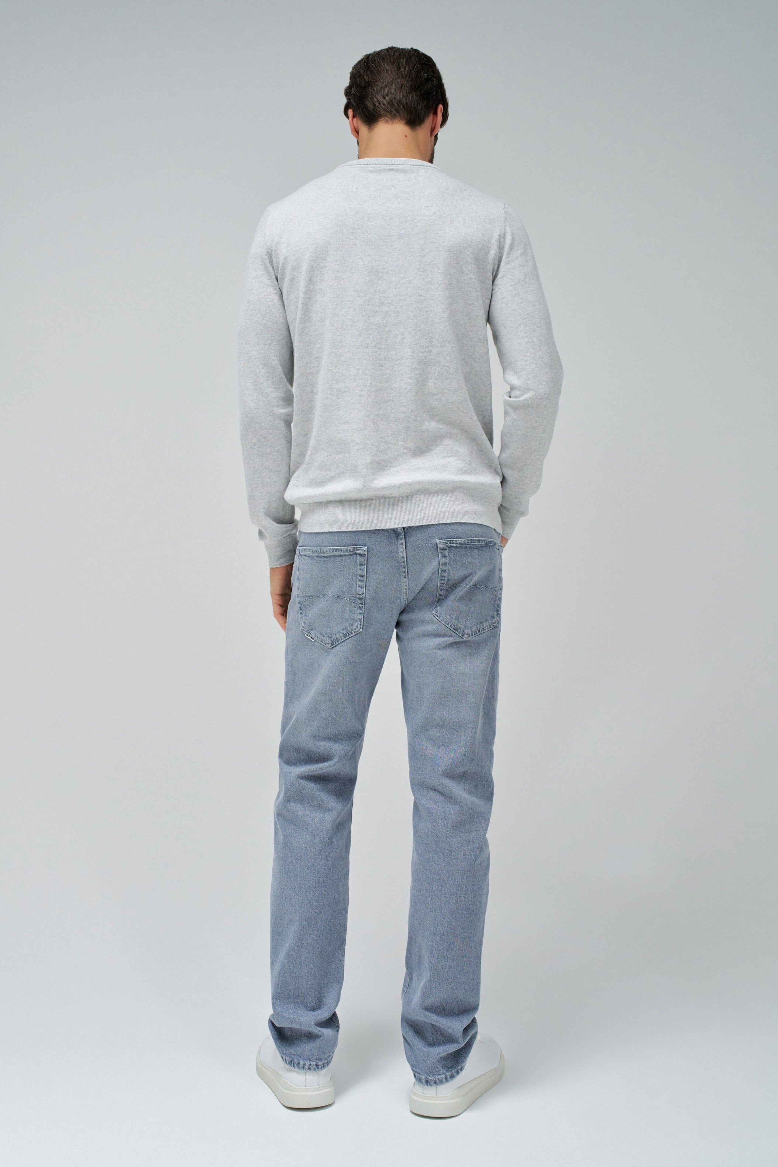 Knit Henley W/ Collar Jersey Details in Light Grey Pullover Salsa Jeans