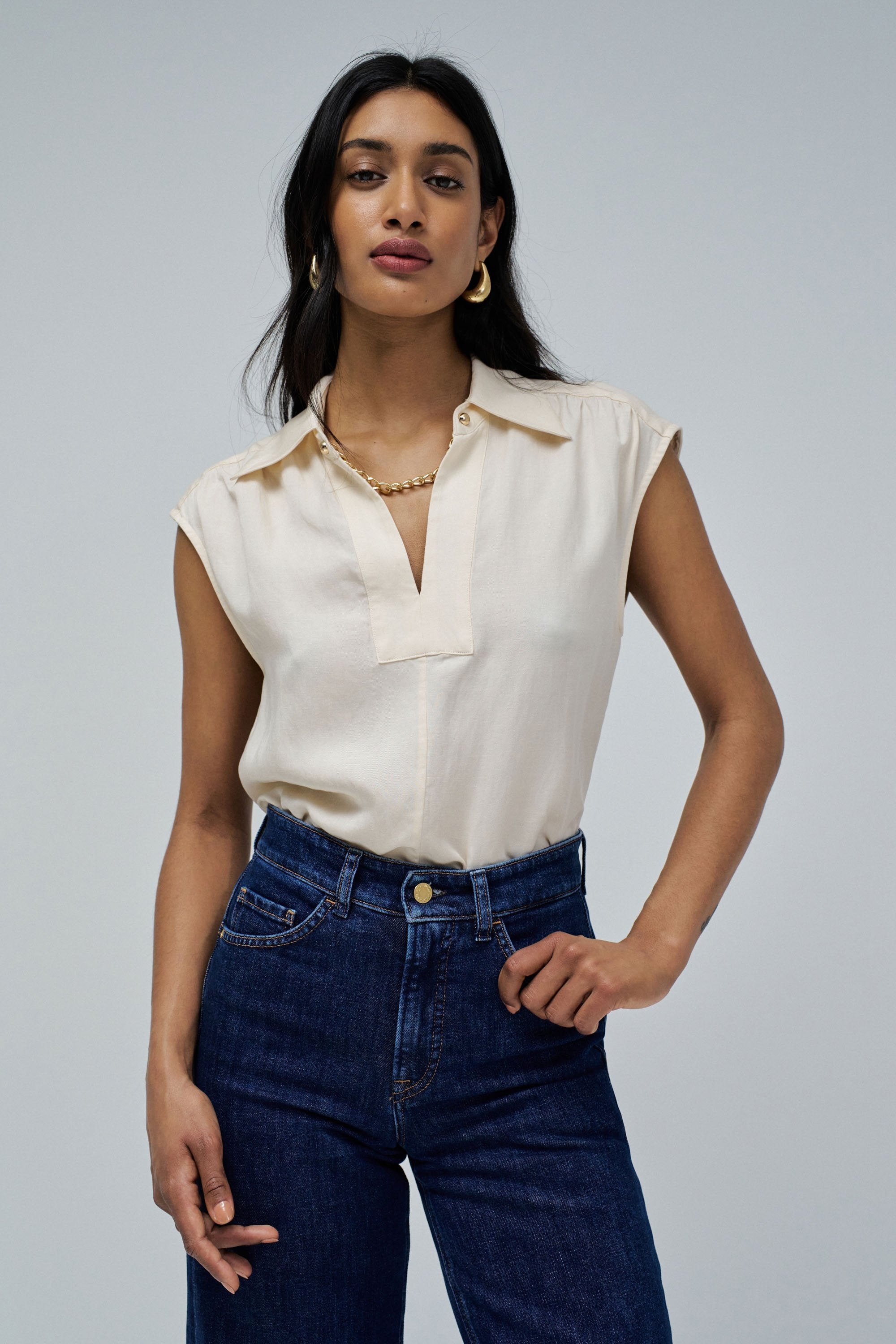 Blouse Lightdenim in Light Pearl Hemden Salsa Jeans
