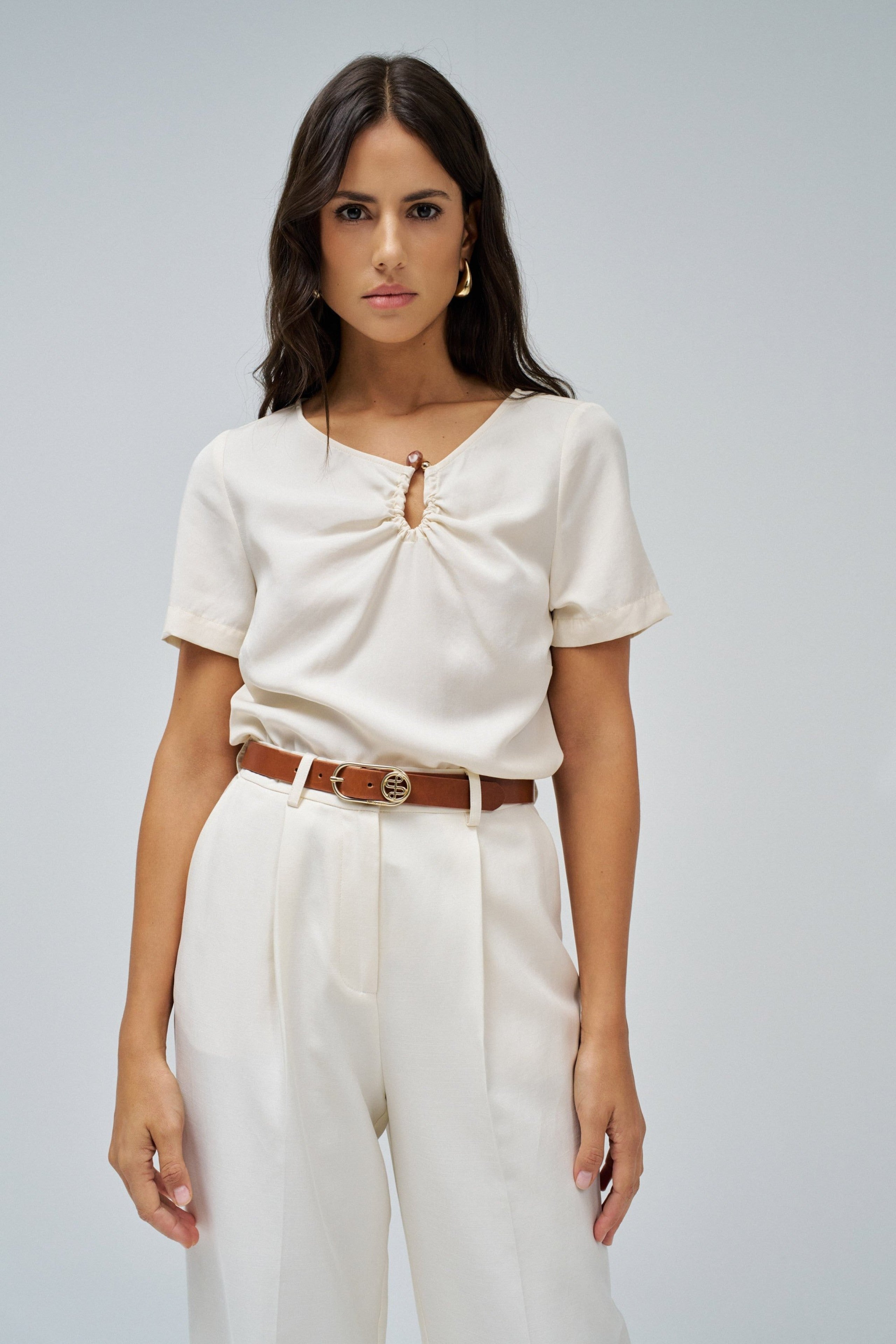 Shirt With Metal Detail in Light Pearl Hemden Salsa Jeans