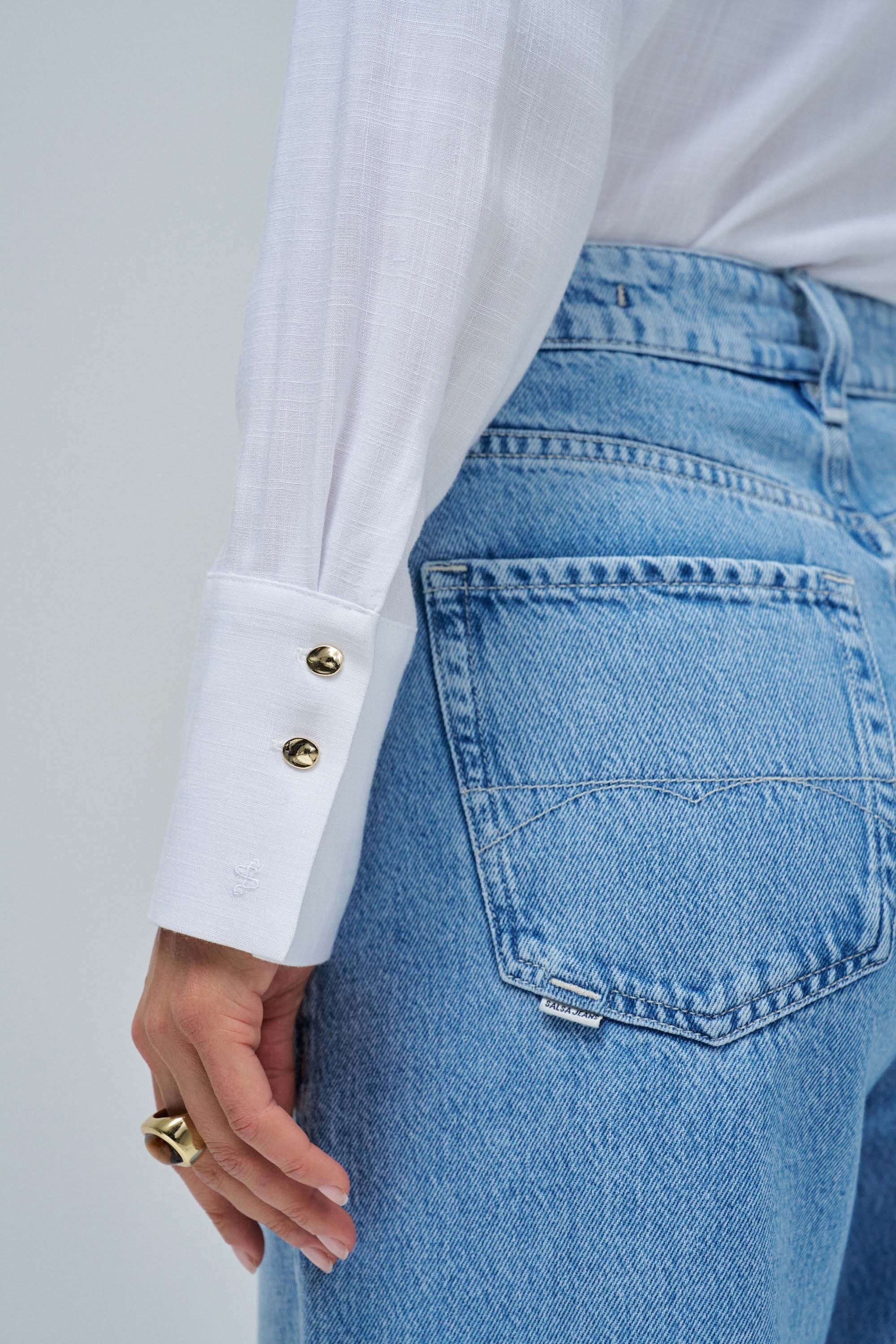 Linen Shirt in Light Pearl V1 Hemden Salsa Jeans