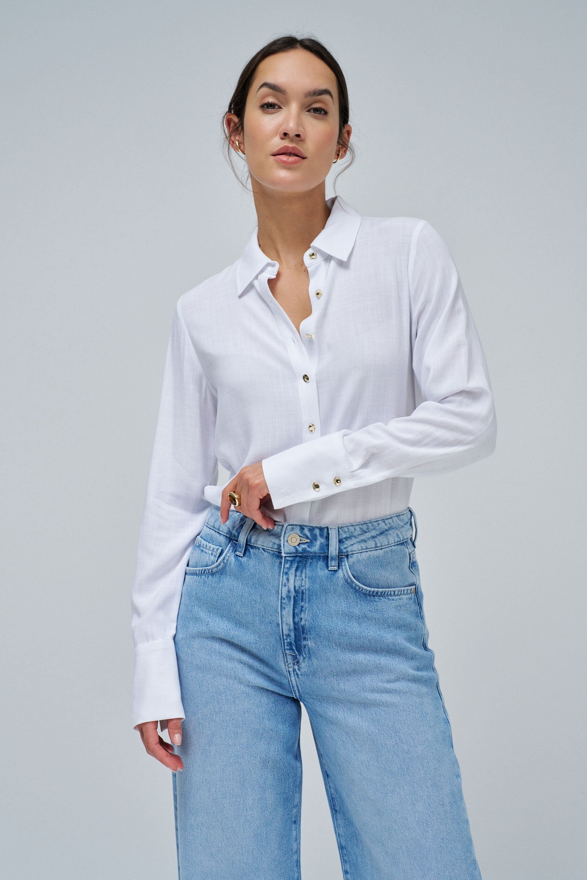 Linen Shirt in Light Pearl V1 Hemden Salsa Jeans
