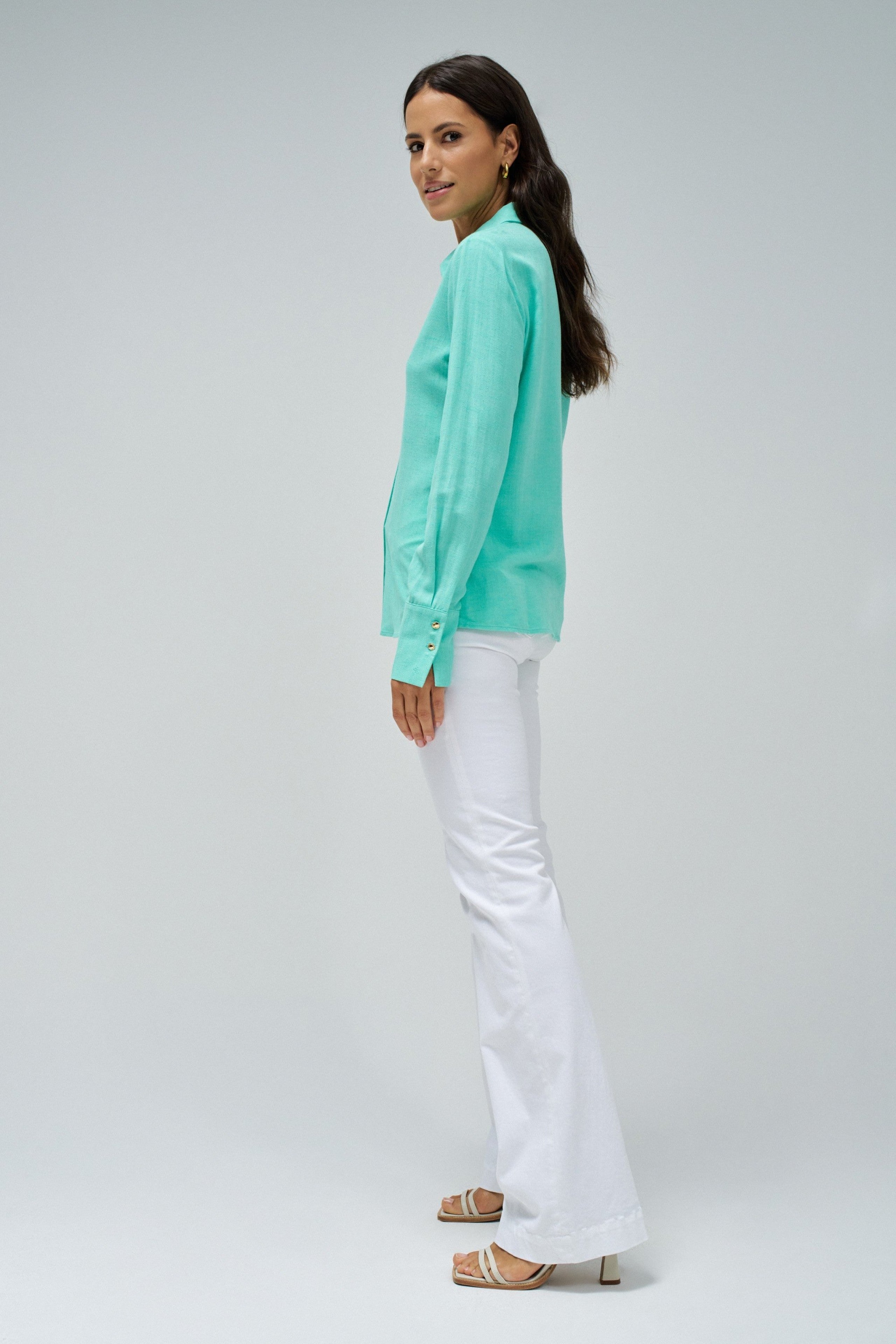 Linen Shirt in Light Green Hemden Salsa Jeans