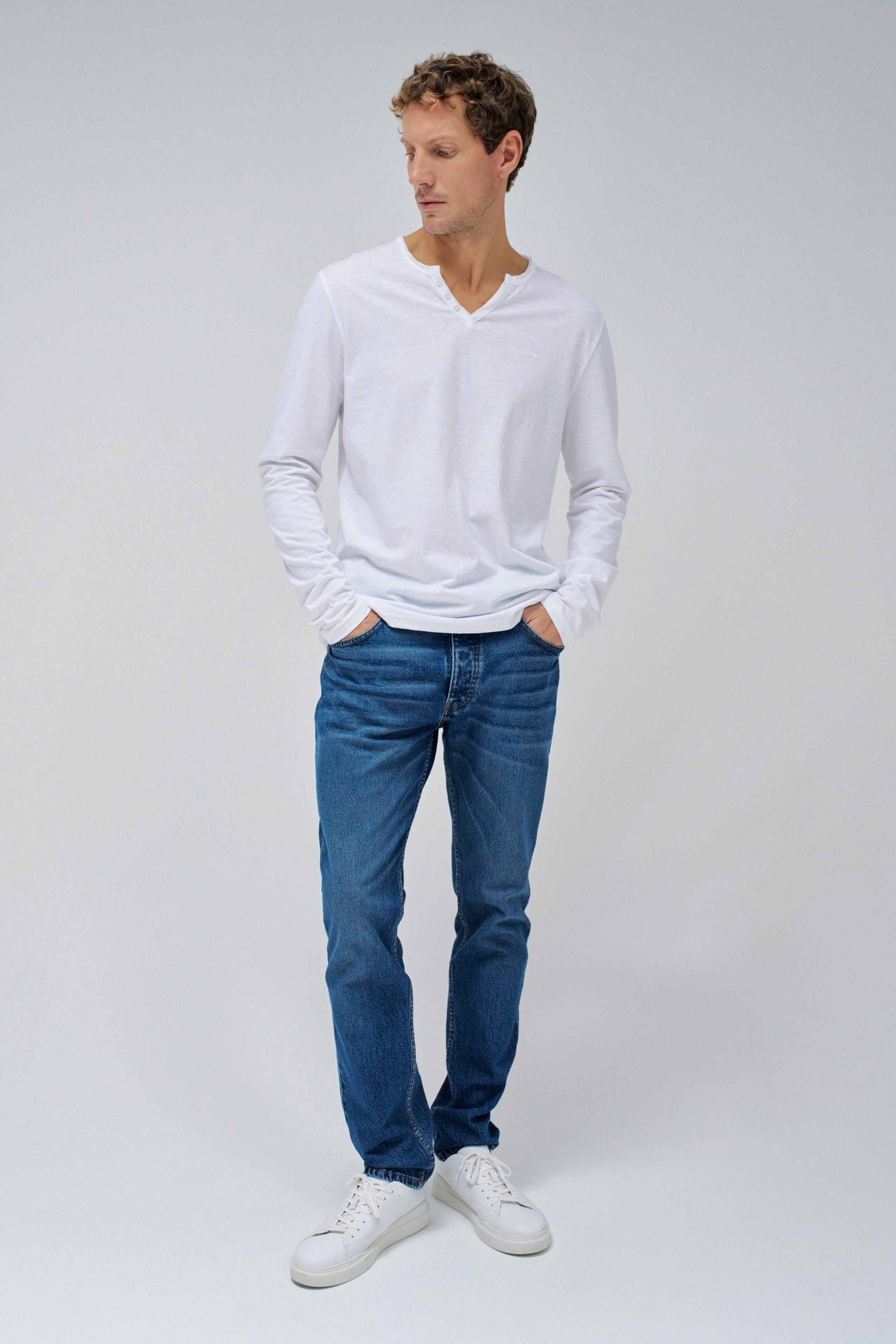 Jersey Longsleeve Serafino in White T-Shirts Salsa Jeans