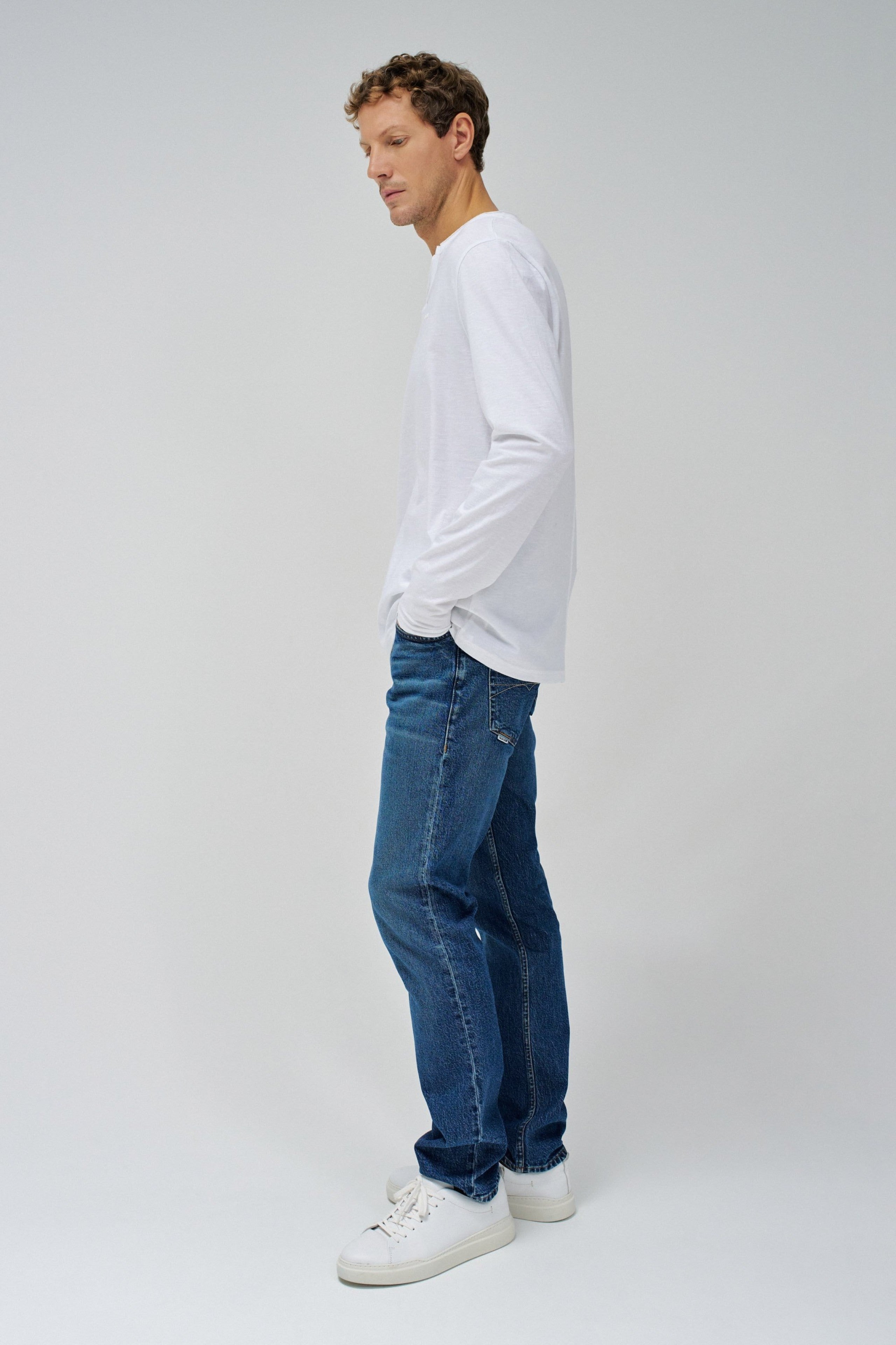 Jersey Longsleeve Serafino in White T-Shirts Salsa Jeans