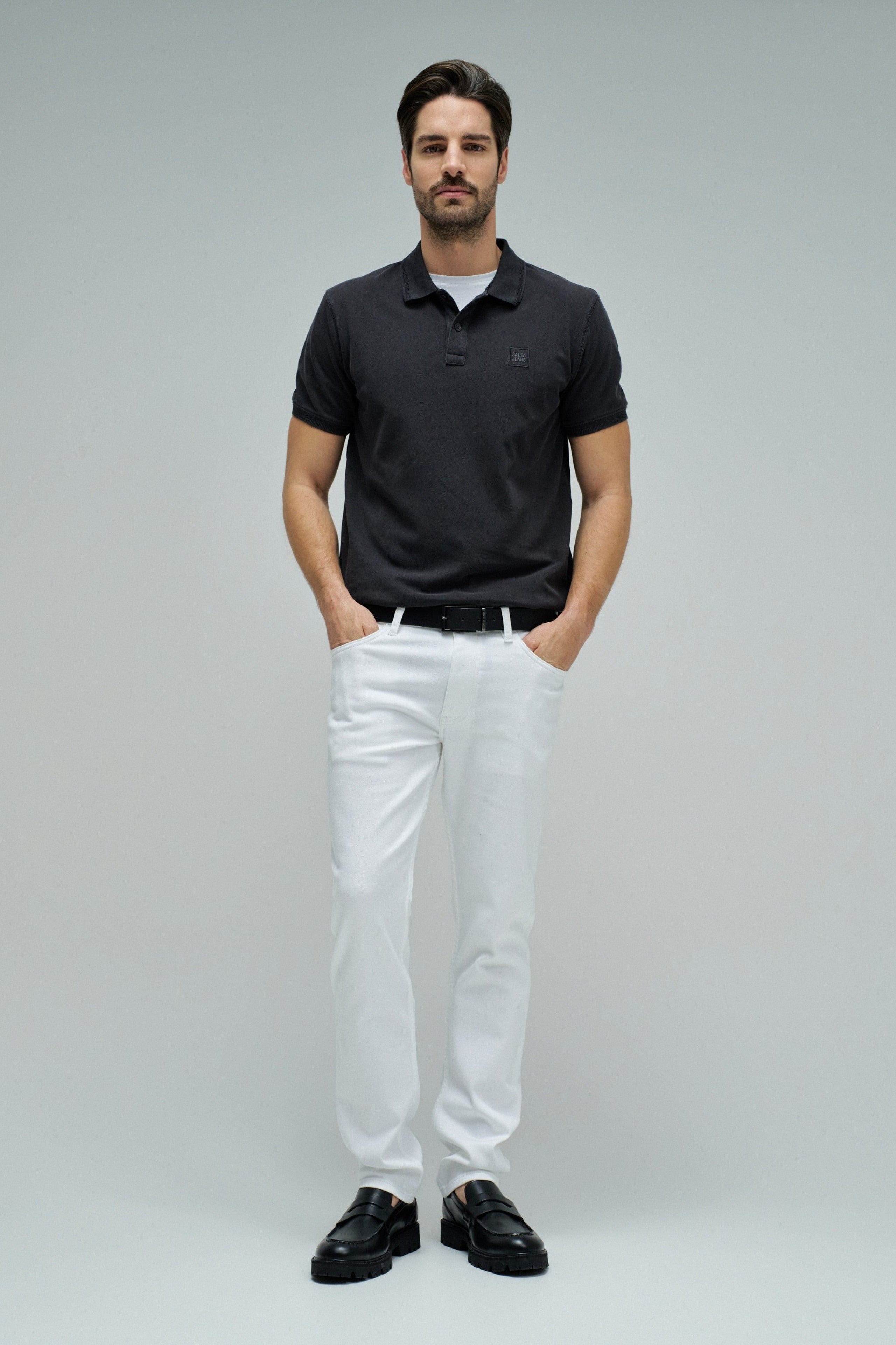 Washed Polo New Details in Dark Grey