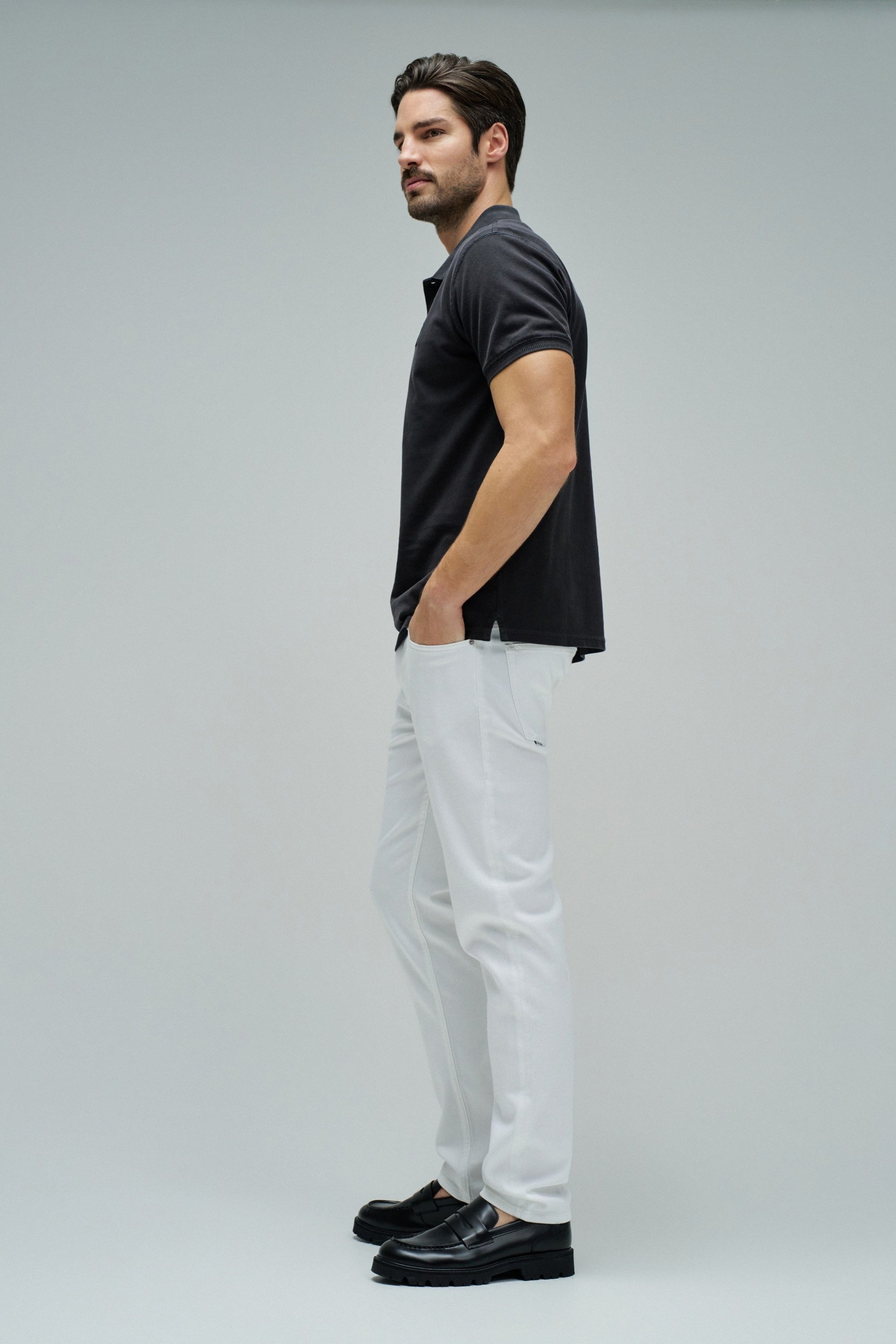 Washed Polo New Details in Dark Grey