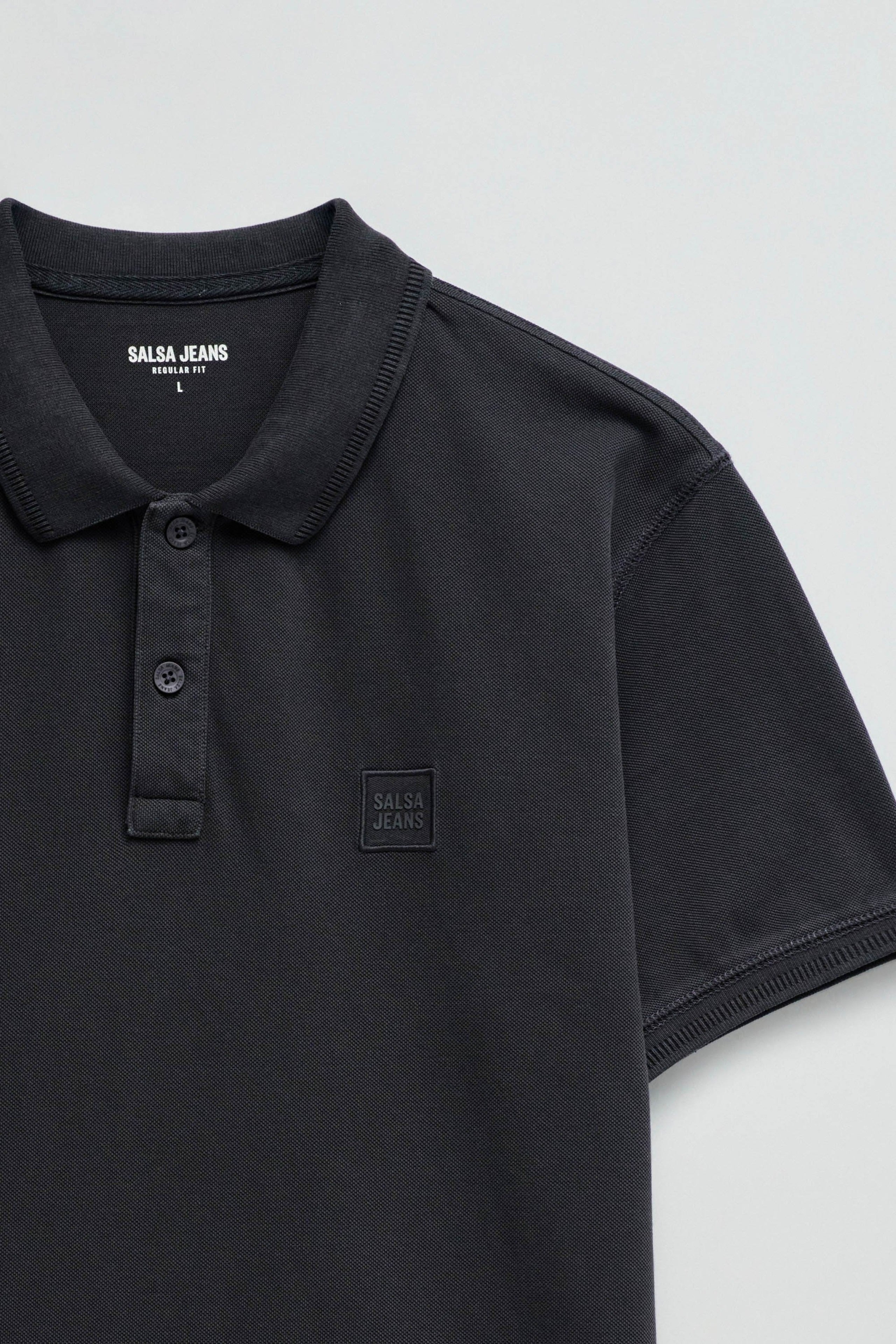 Washed Polo New Details in Dark Grey