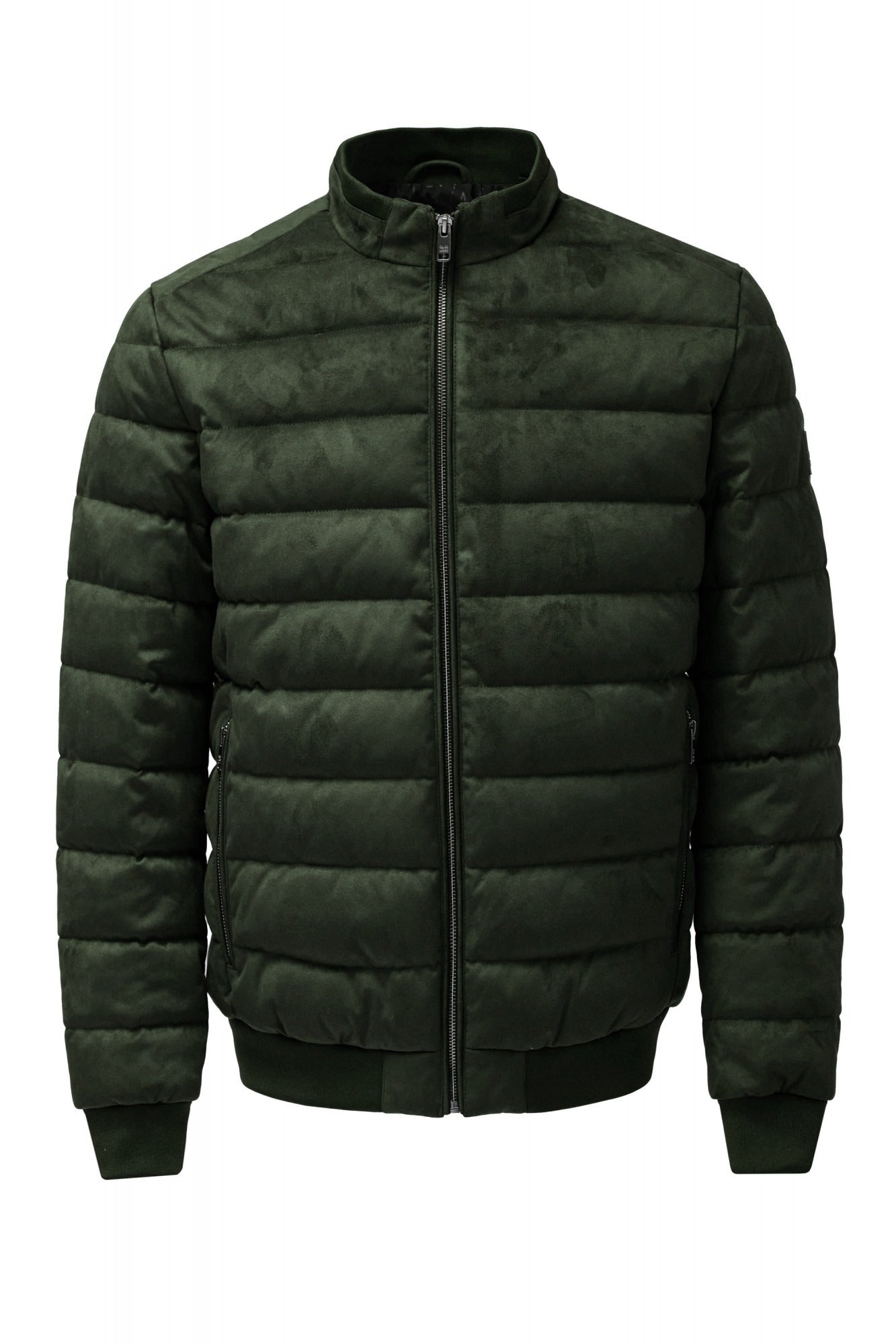 Suede Puffer Bomber Jacket in Dark Green Jacken Salsa Jeans