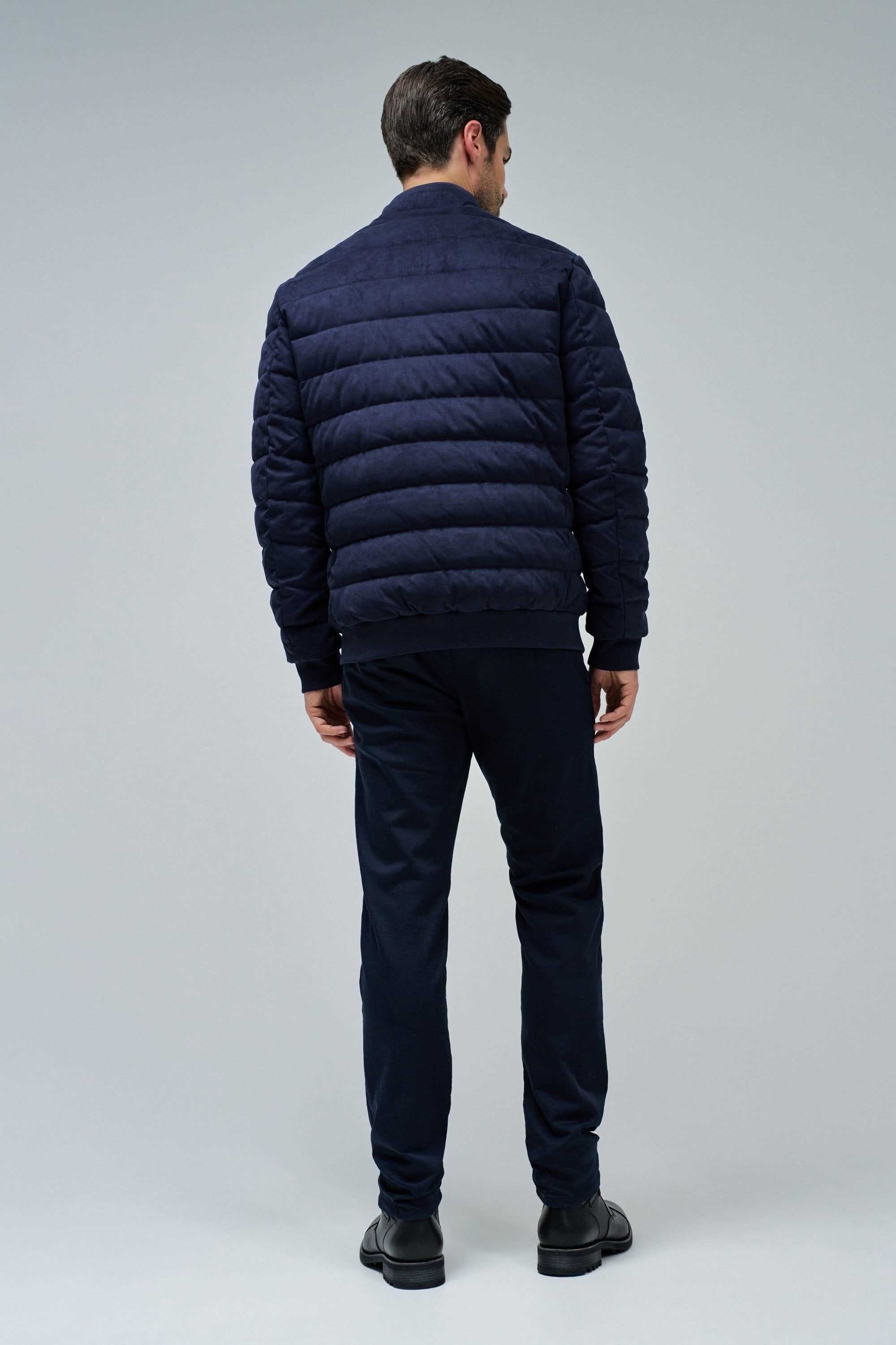 Suede Puffer Bomber Jacket in Dark Blue Jacken Salsa Jeans