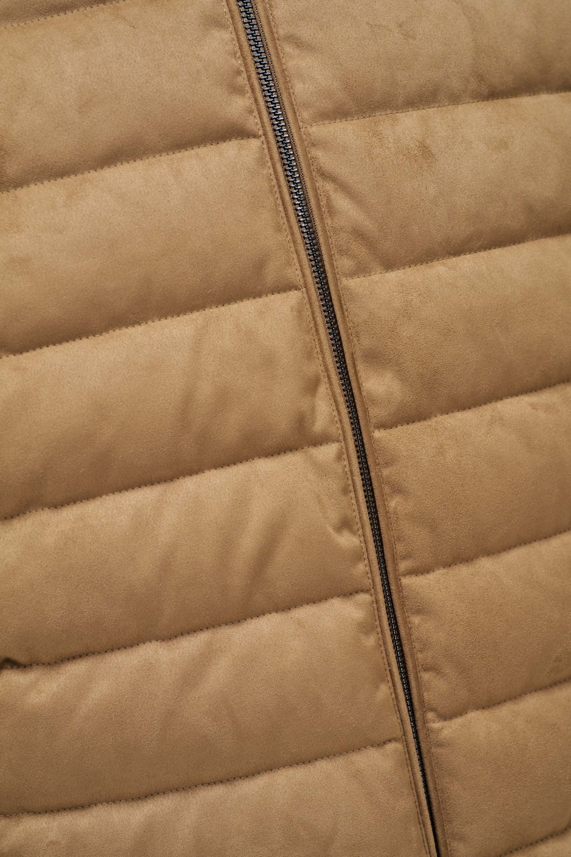 Suede Puffer Bomber Jacket in Medium Brown Jacken Salsa Jeans