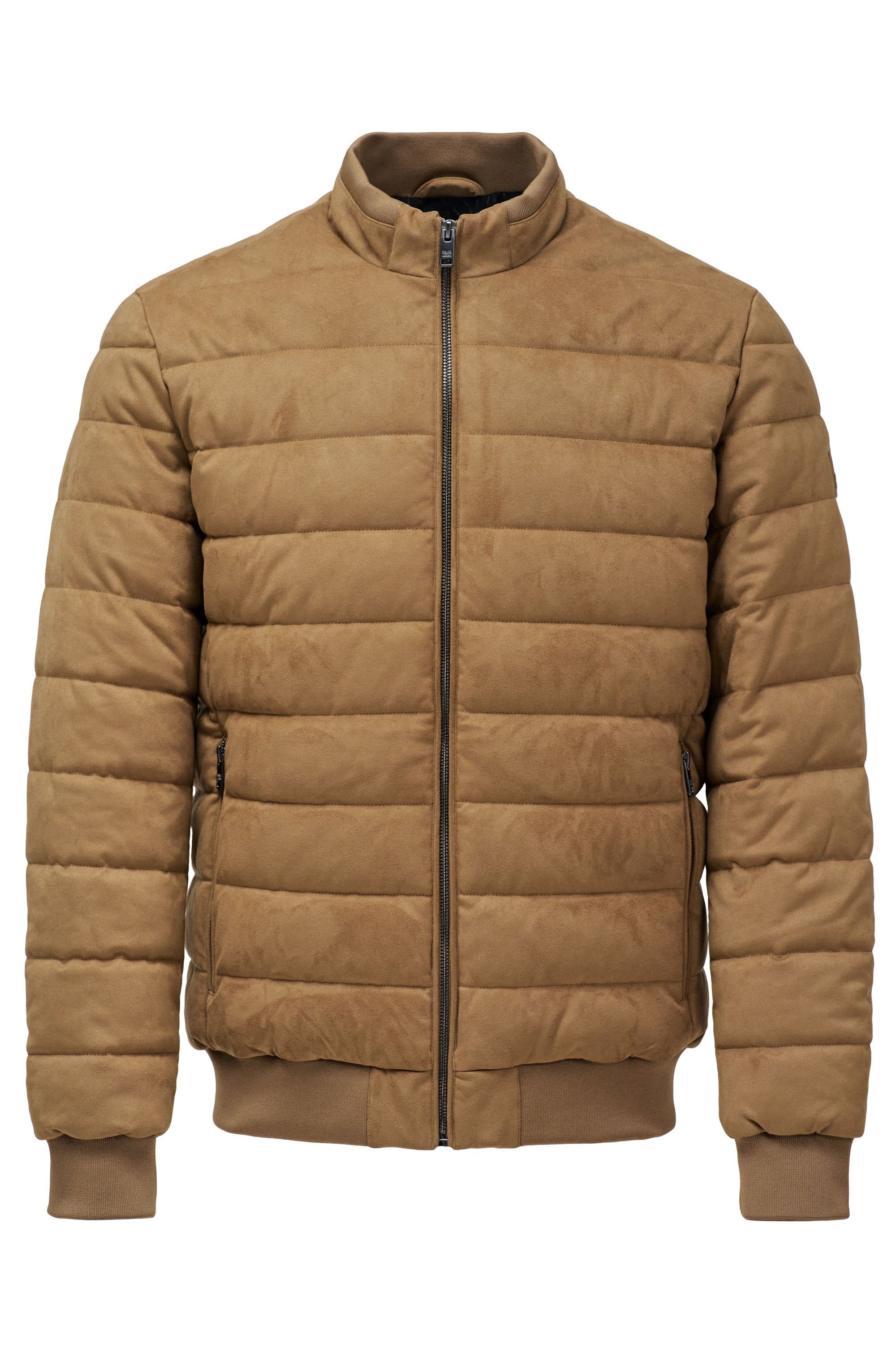 Suede Puffer Bomber Jacket in Medium Brown Jacken Salsa Jeans