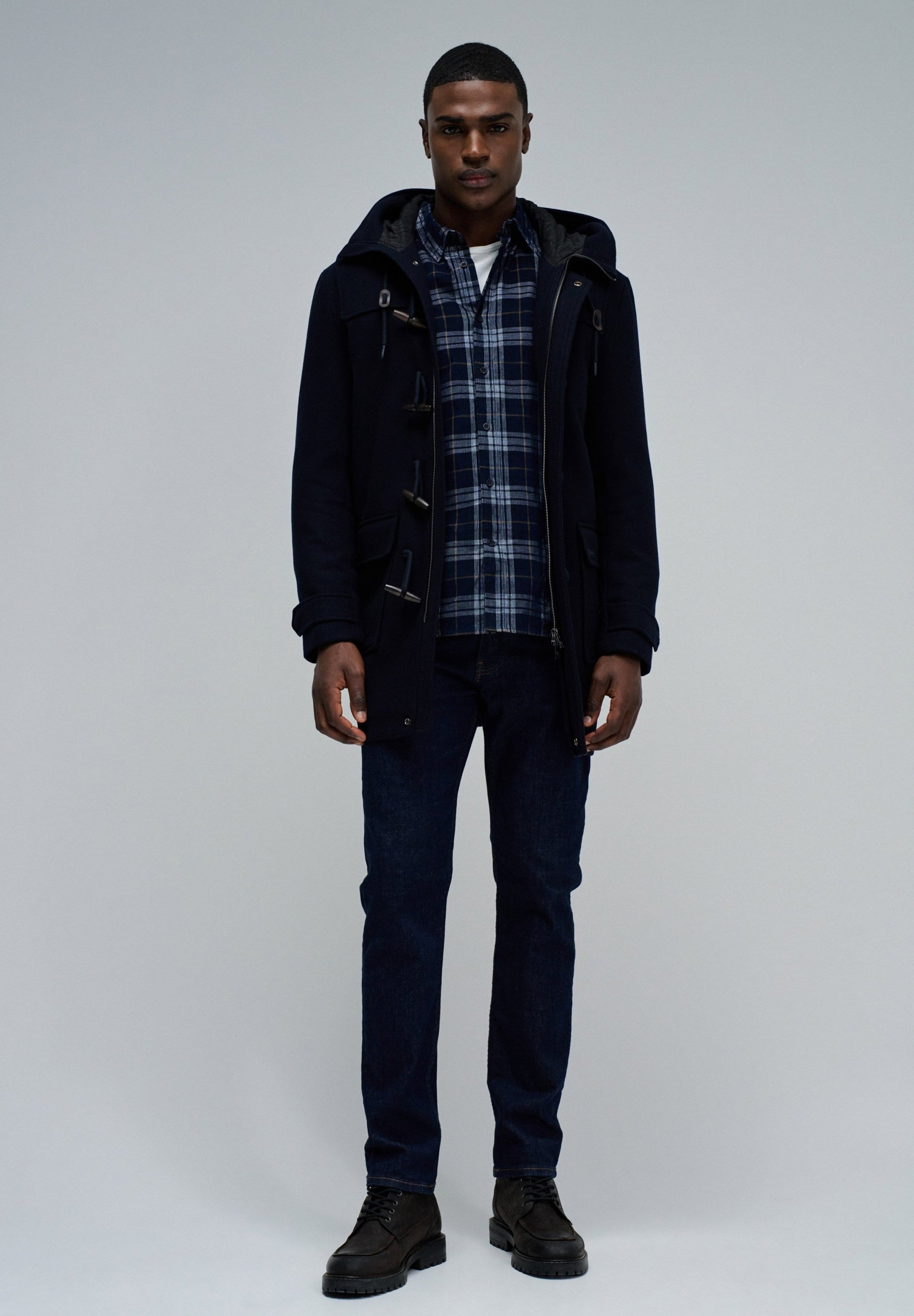 Wool Duffle Coat in Dark Blue Jacken Salsa Jeans