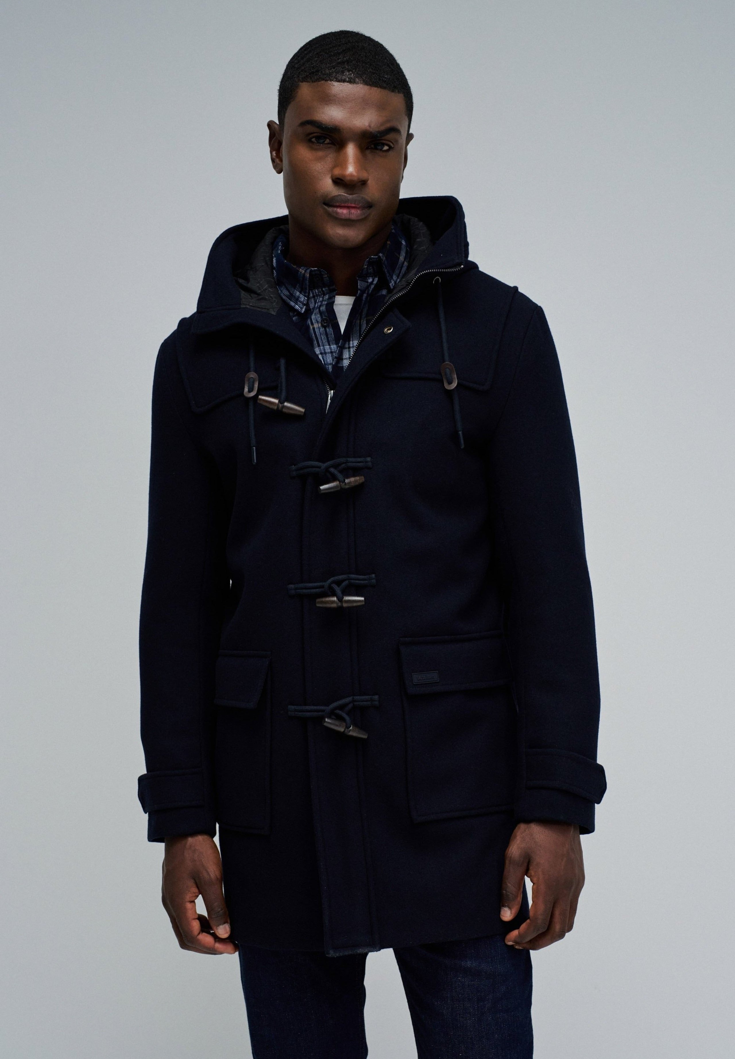 Wool Duffle Coat in Dark Blue Jacken Salsa Jeans