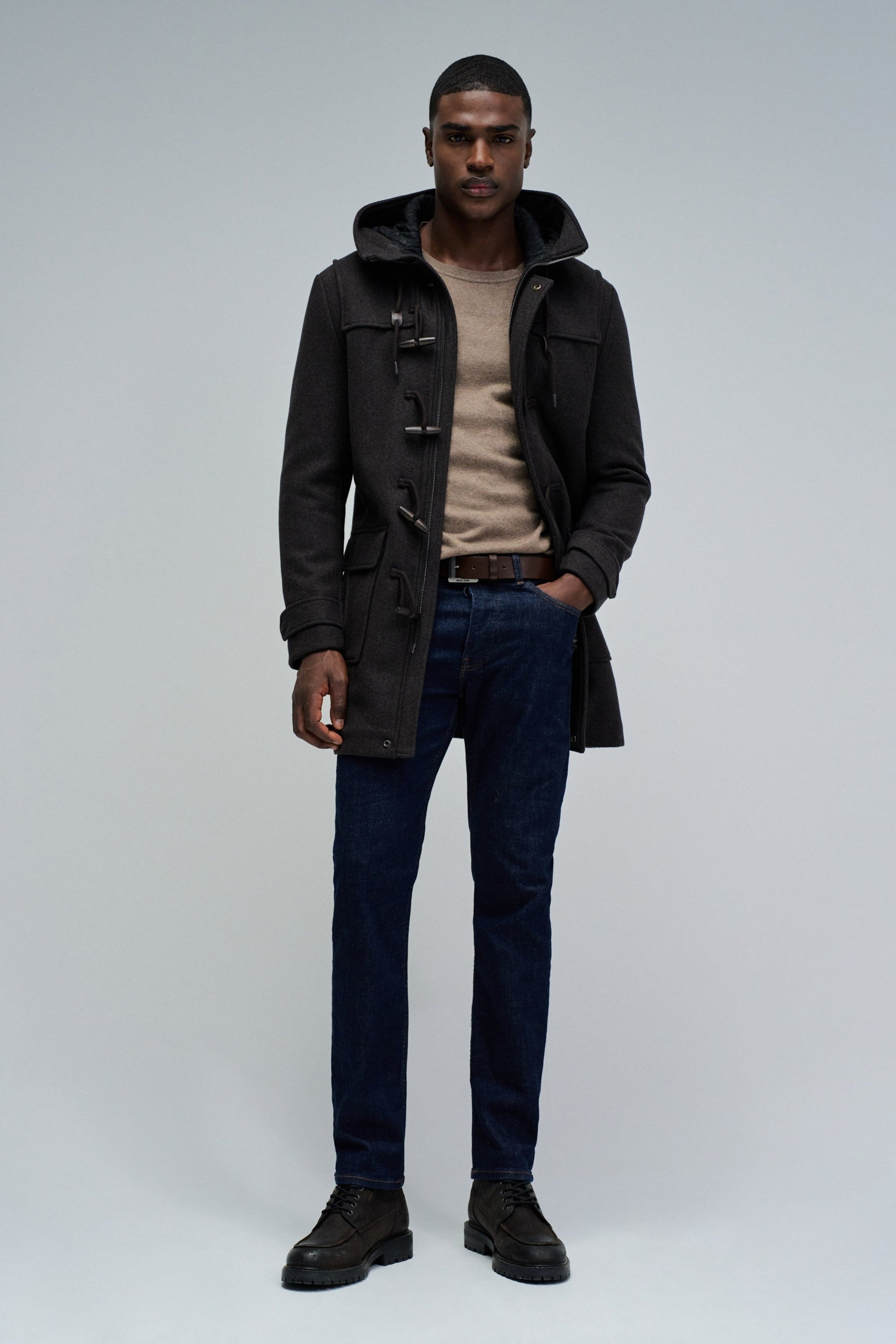 Wool Duffle Coat in Dark Brown Jacken Salsa Jeans