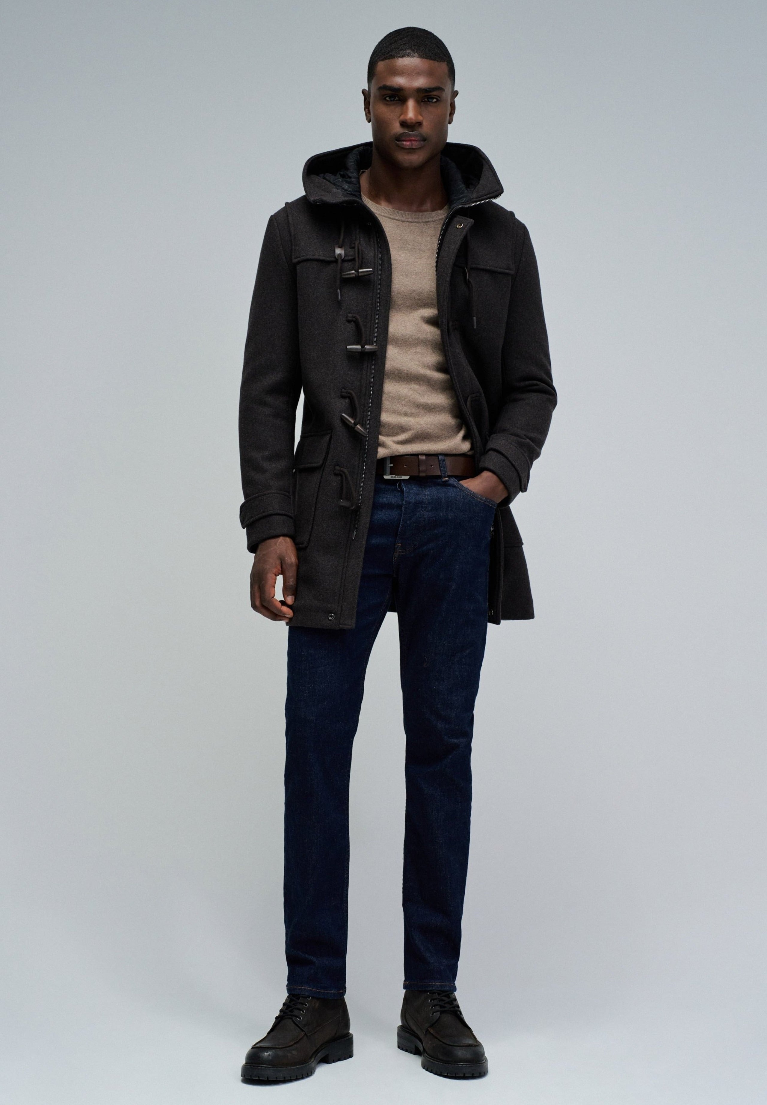 Wool Duffle Coat in Dark Brown Jacken Salsa Jeans