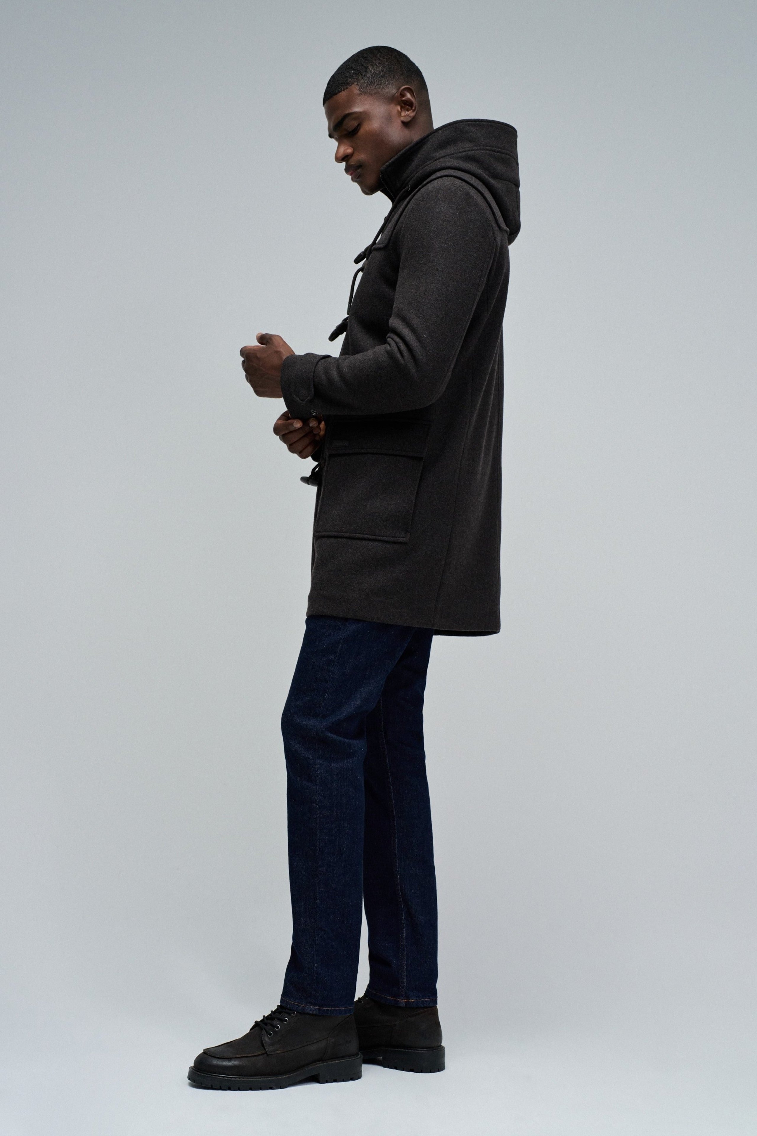 Wool Duffle Coat in Dark Brown Jacken Salsa Jeans