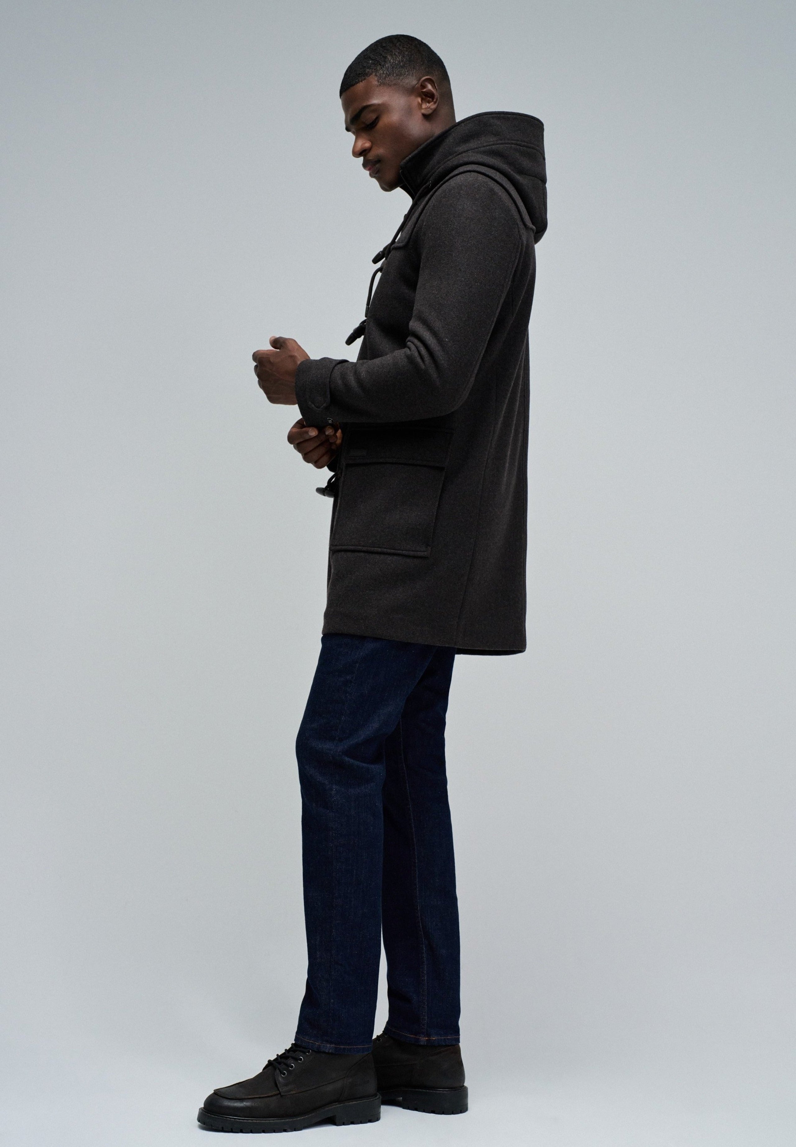 Wool Duffle Coat in Dark Brown Jacken Salsa Jeans